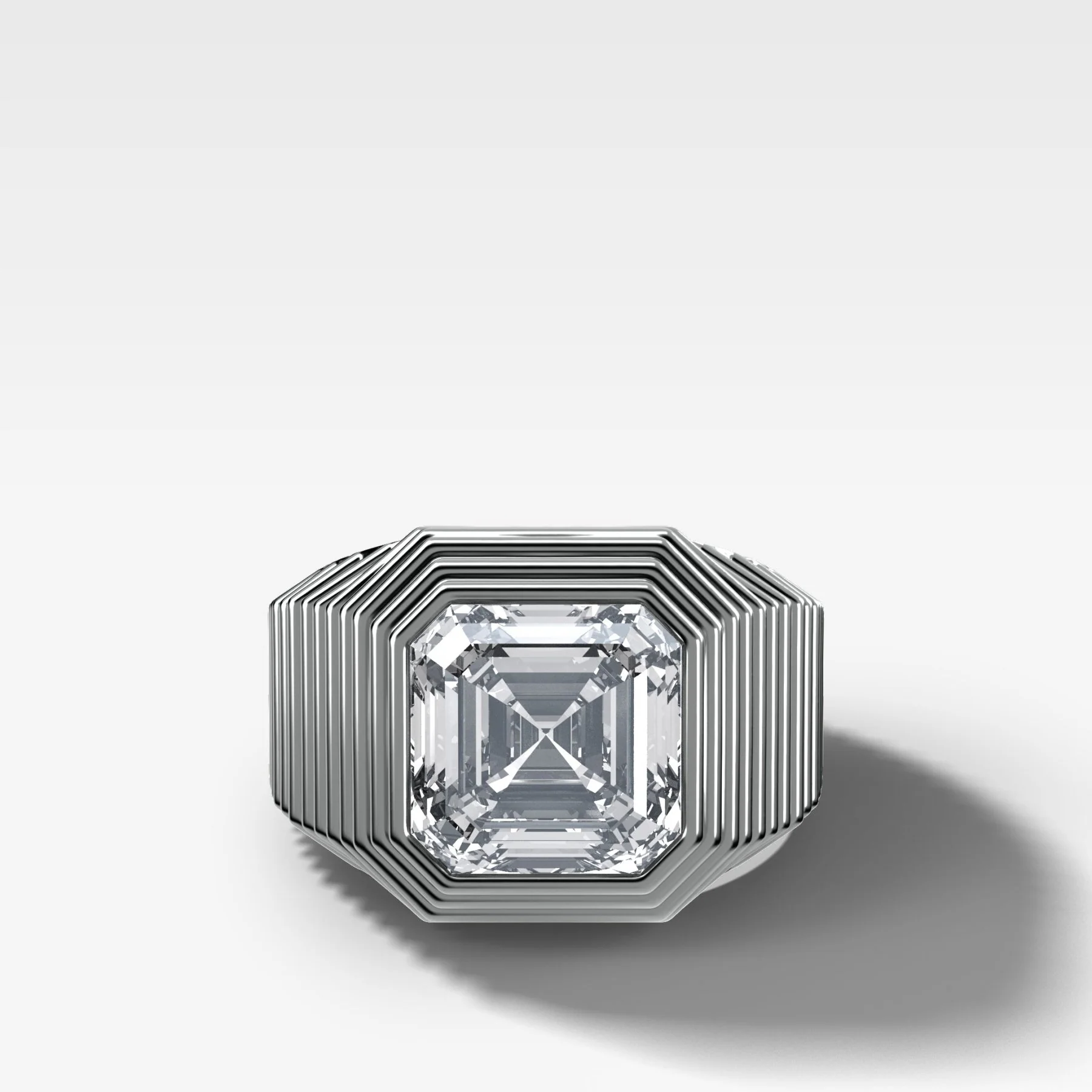 Ripple Solitaire Engagement Ring with Asscher Cut Diamond - Image 3