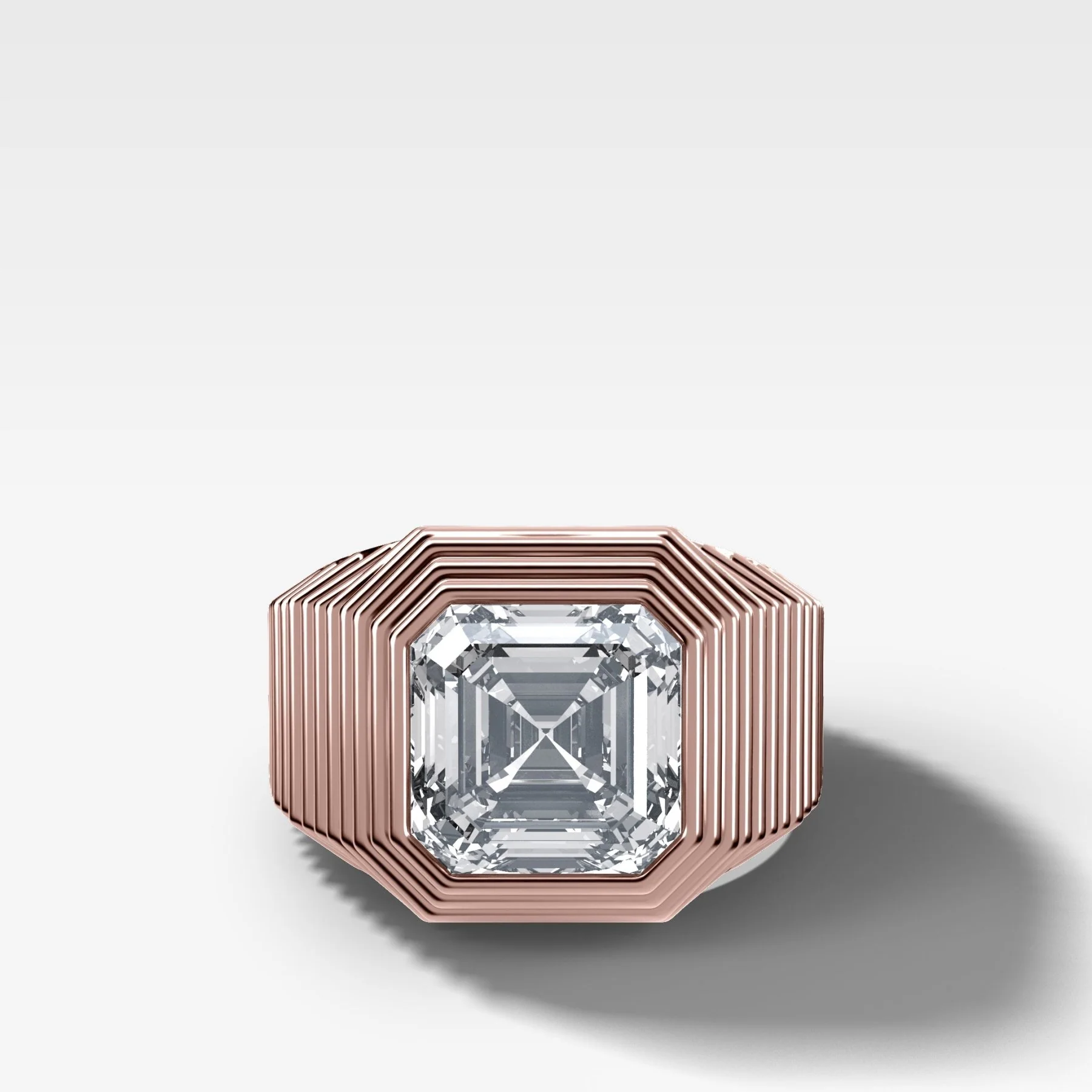 Ripple Solitaire Engagement Ring with Asscher Cut Diamond - Image 4