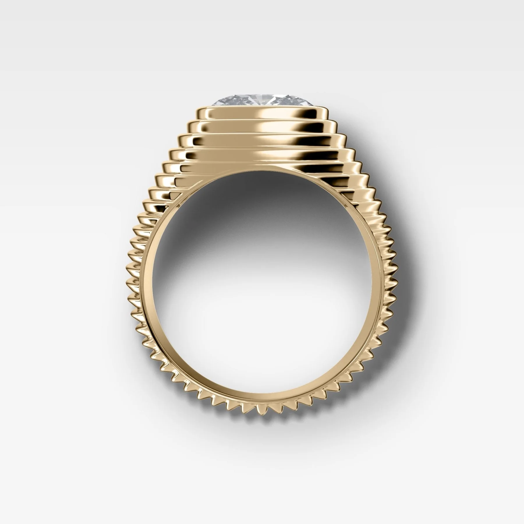Ripple Solitaire Engagement Ring with Cushion Cut Diamond - Image 2