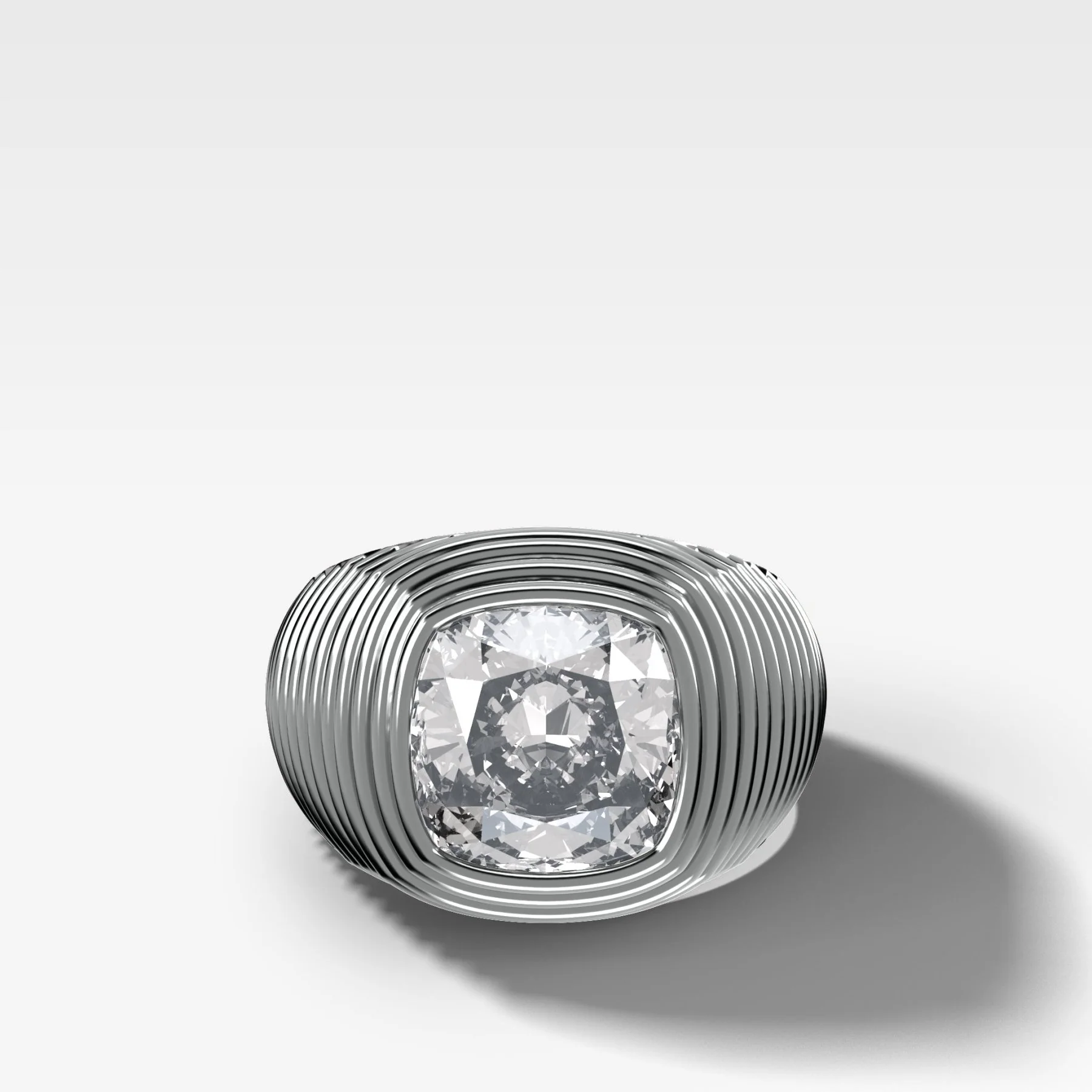 Ripple Solitaire Engagement Ring with Cushion Cut Diamond - Image 3