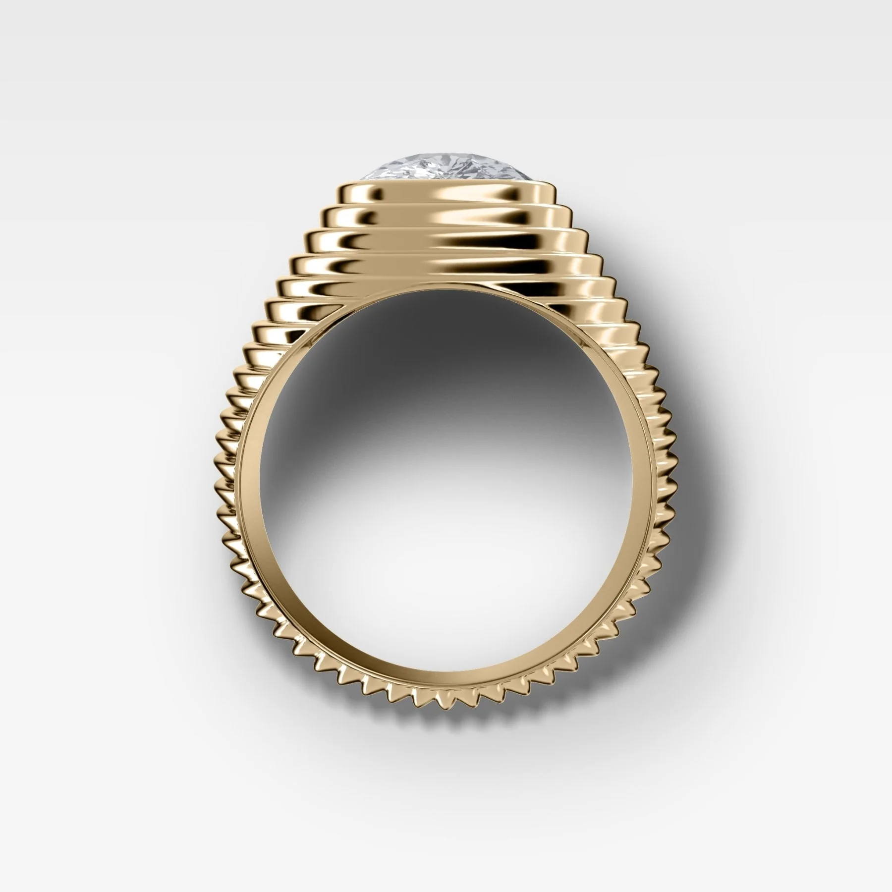 Ripple Solitaire Engagement Ring with Elongated Cushion Cut Diamond - Image 2