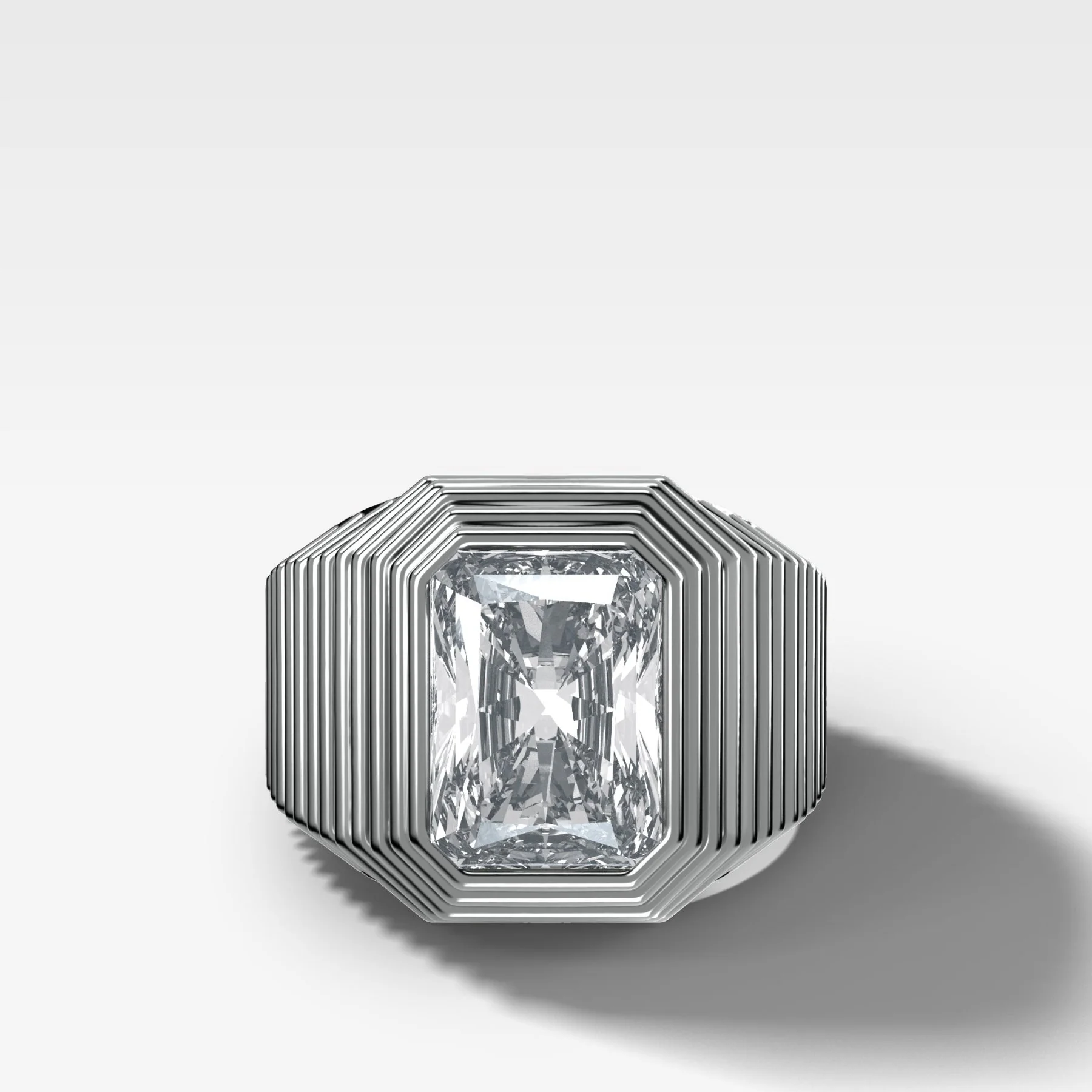 Ripple Solitaire Engagement Ring with Elongated Radiant Cut Diamond - Image 3