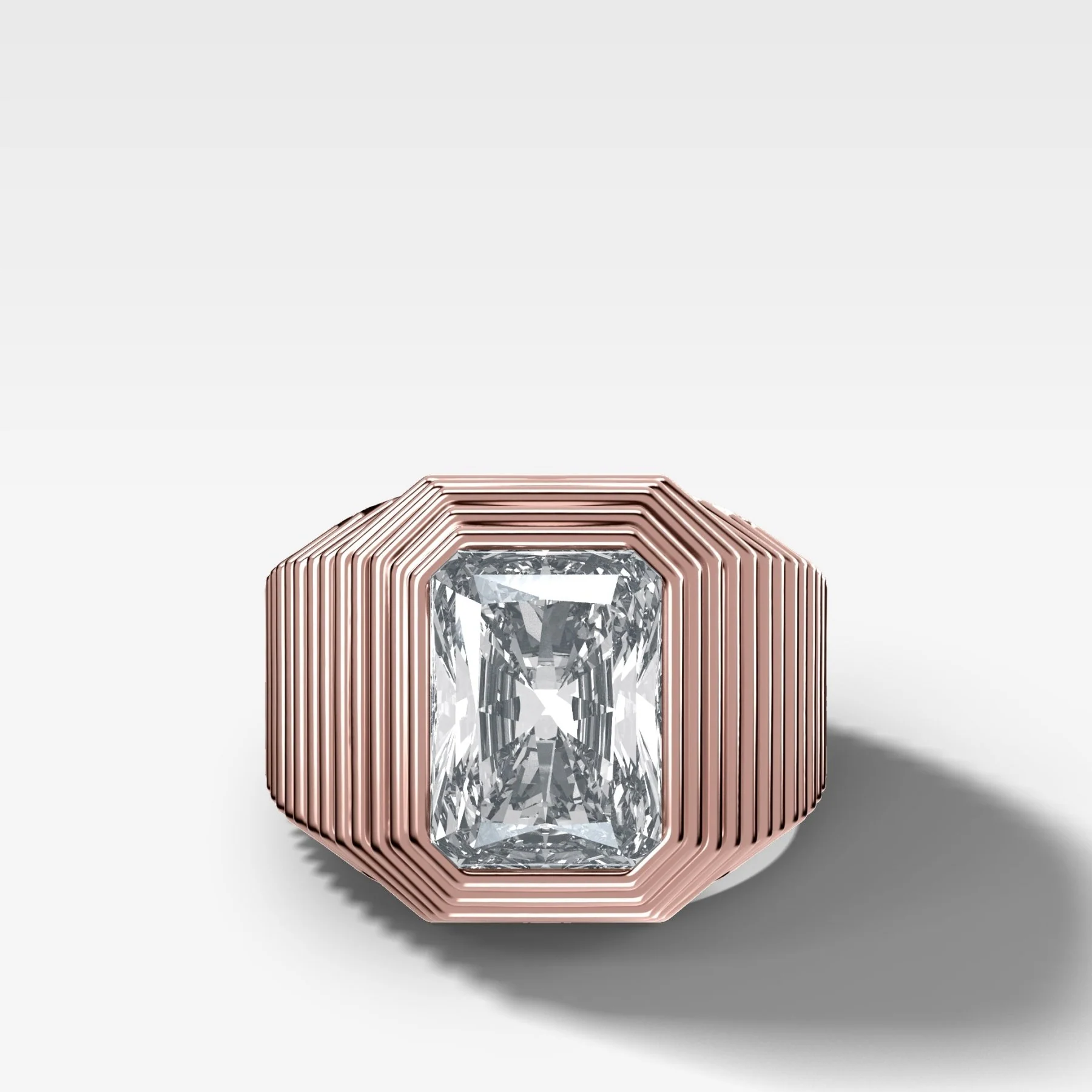 Ripple Solitaire Engagement Ring with Elongated Radiant Cut Diamond - Image 4