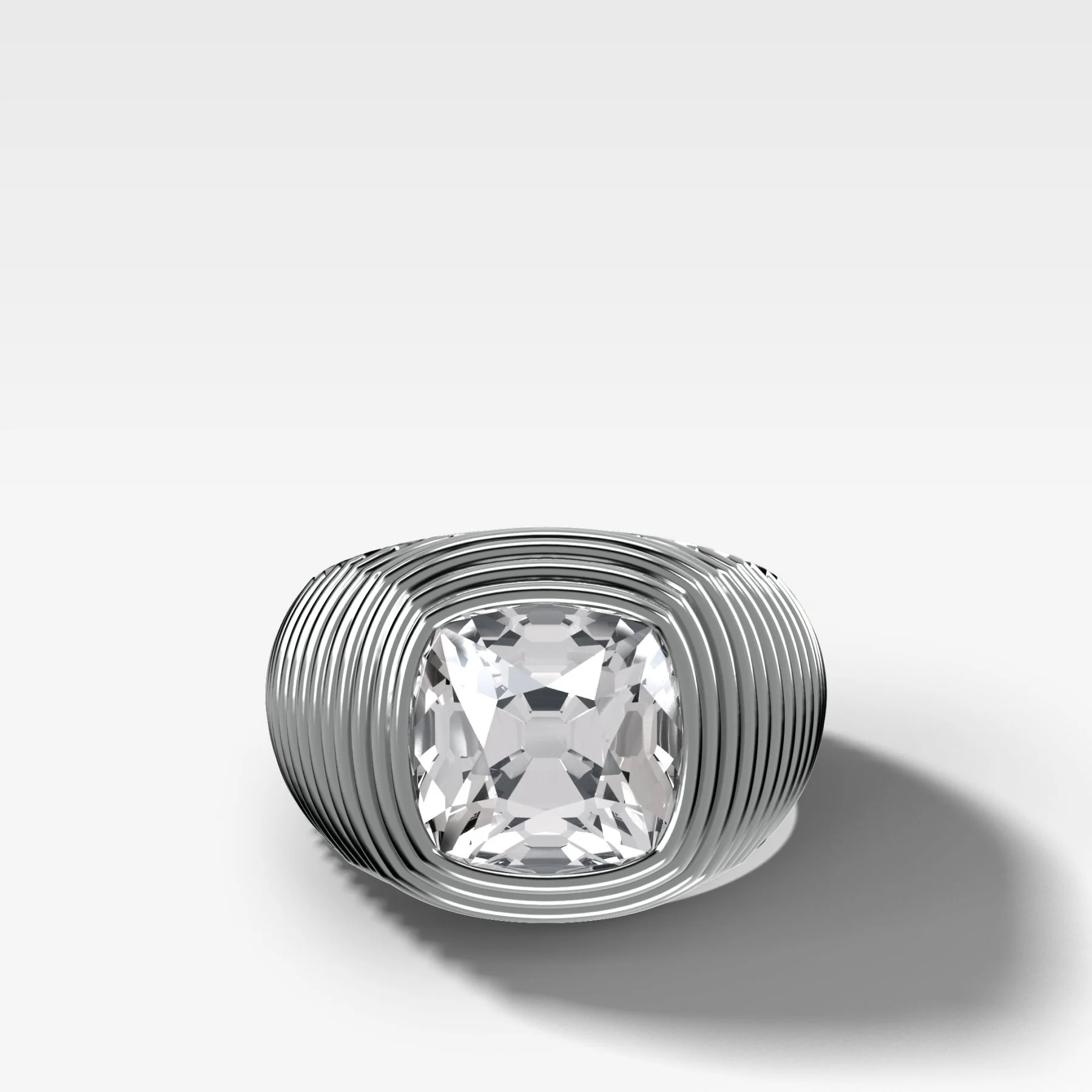 Ripple Solitaire Engagement Ring with Old Mine Cut Diamond - Image 3