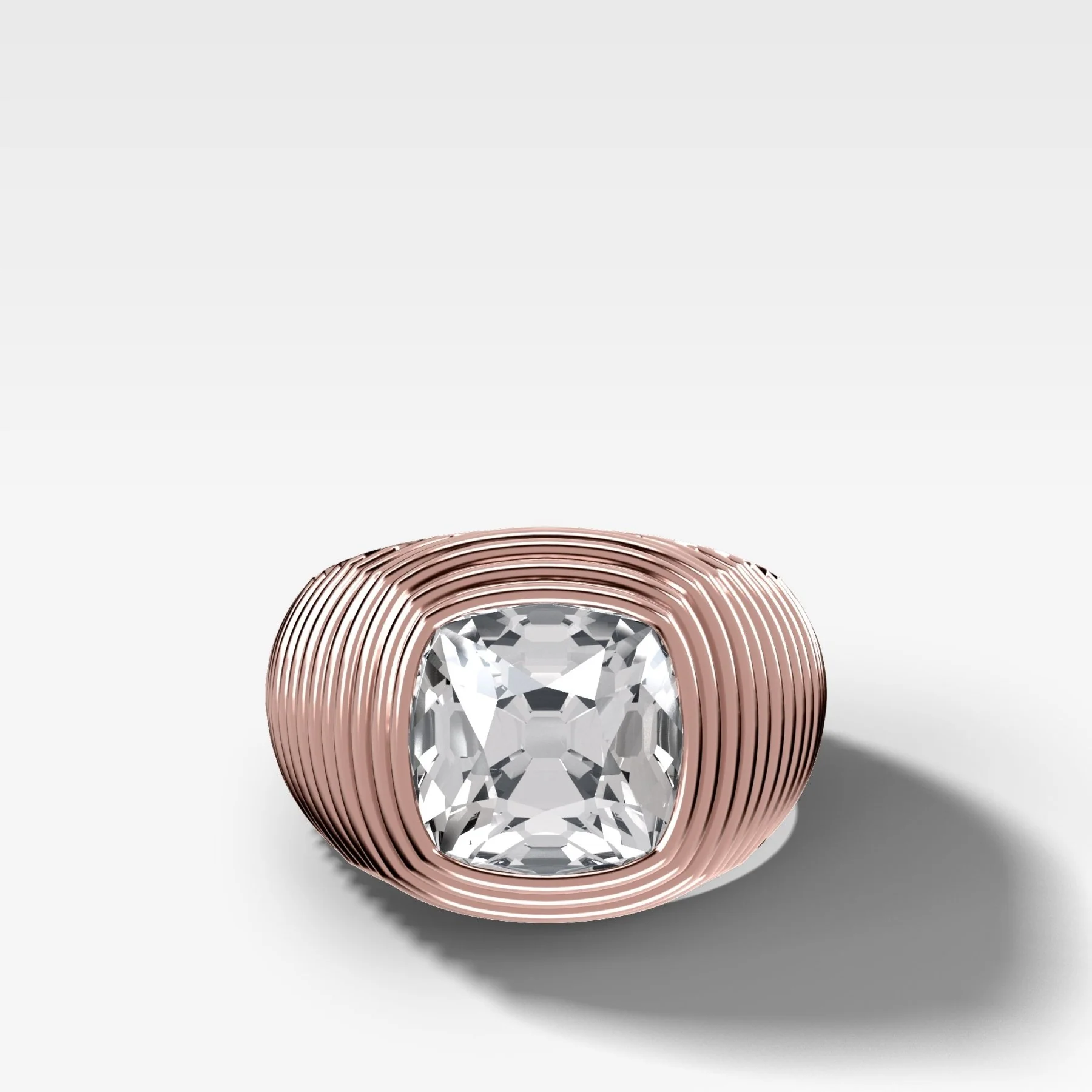 Ripple Solitaire Engagement Ring with Old Mine Cut Diamond - Image 4