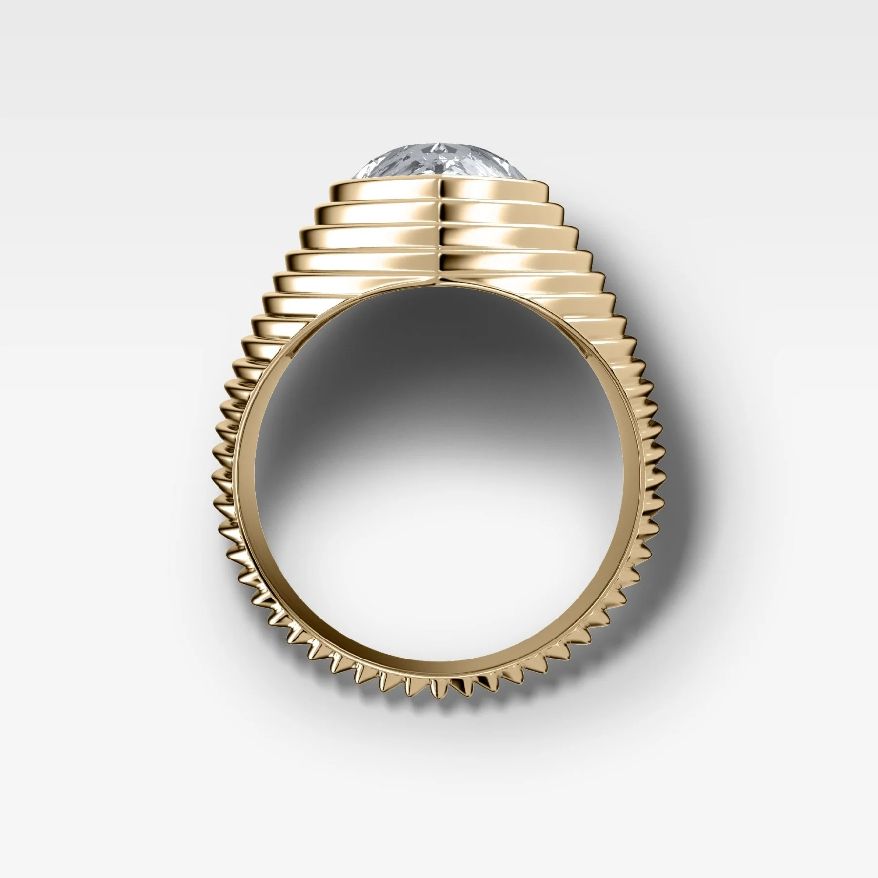 Ripple Solitaire Engagement Ring with Pear Cut Diamond - Image 2