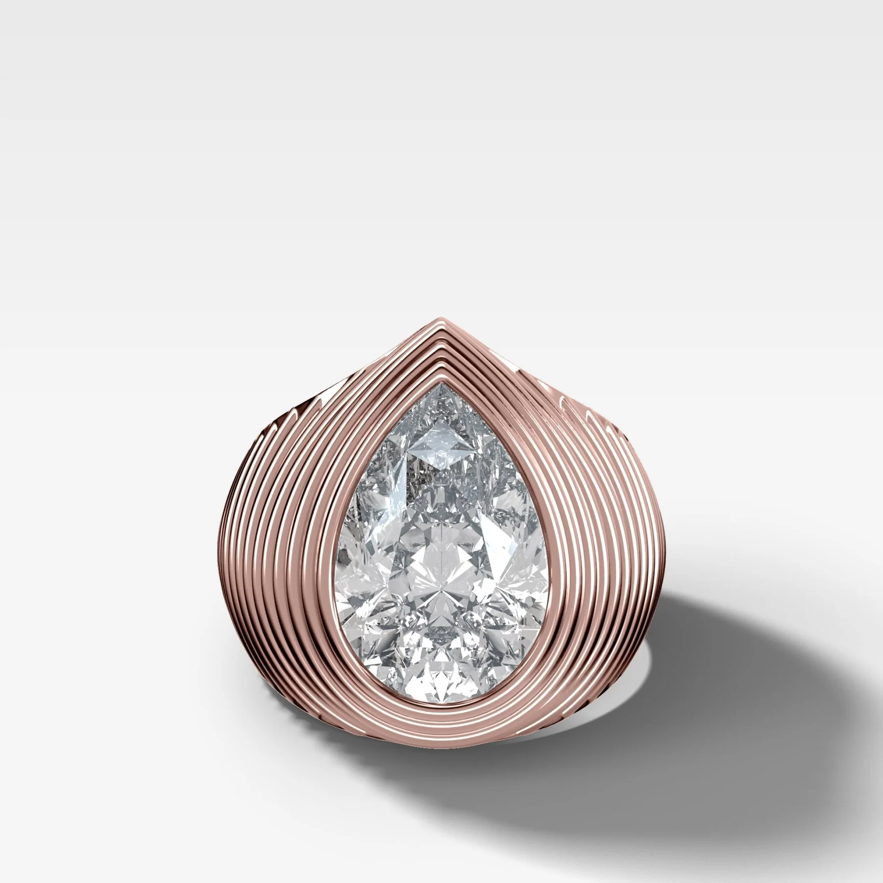 Ripple Solitaire Engagement Ring with Pear Cut Diamond - Image 4