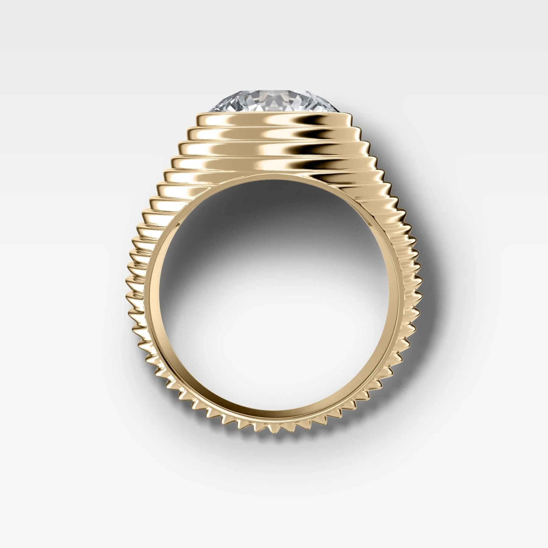 Ripple Solitaire Engagement Ring with Round Cut Diamond - Image 2