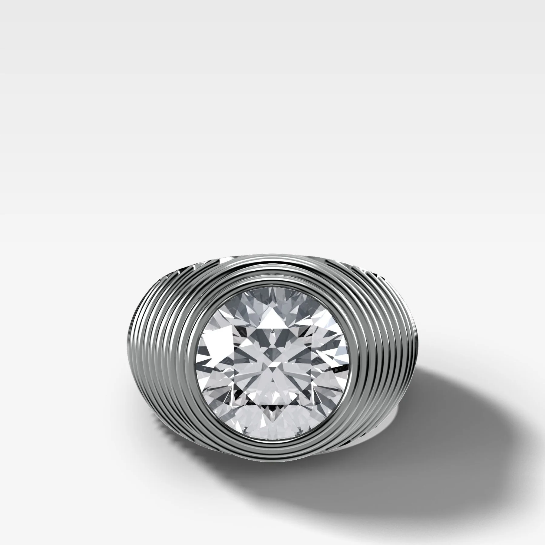 Ripple Solitaire Engagement Ring with Round Cut Diamond - Image 3