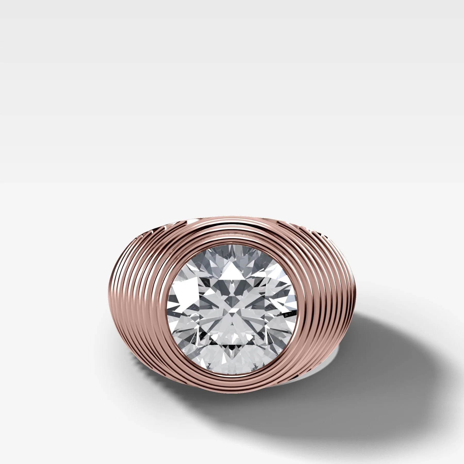 Ripple Solitaire Engagement Ring with Round Cut Diamond - Image 4
