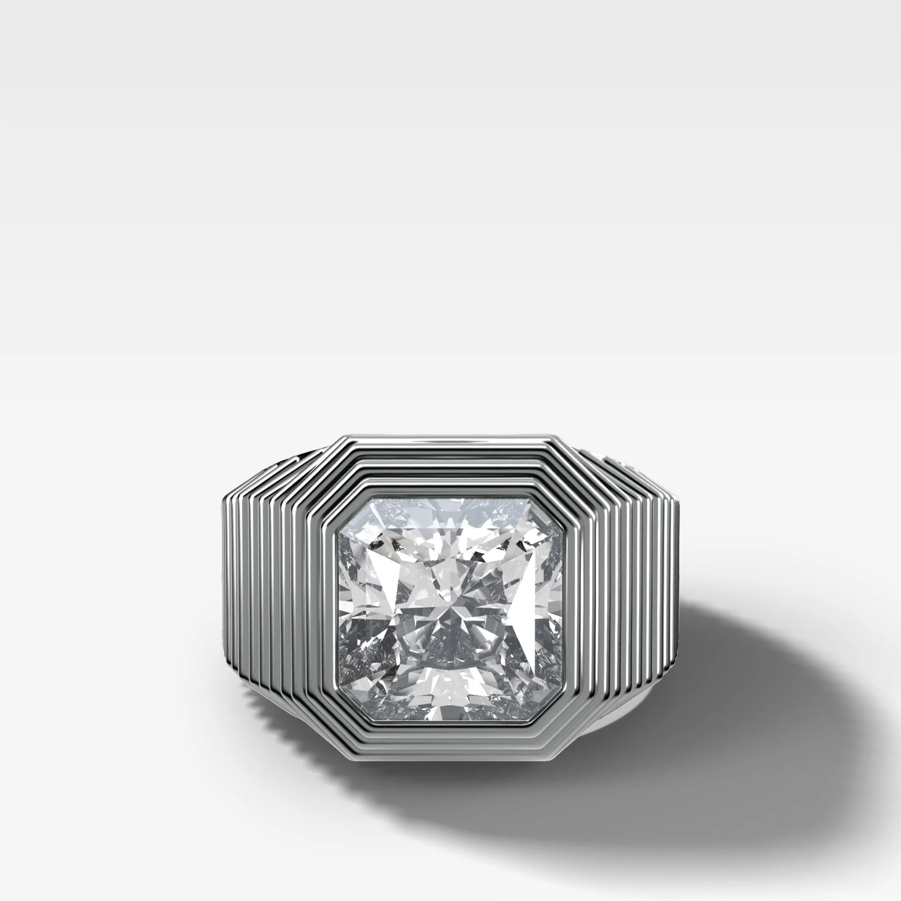 Ripple Solitaire Engagement Ring with Square Radiant Cut Diamond - Image 3