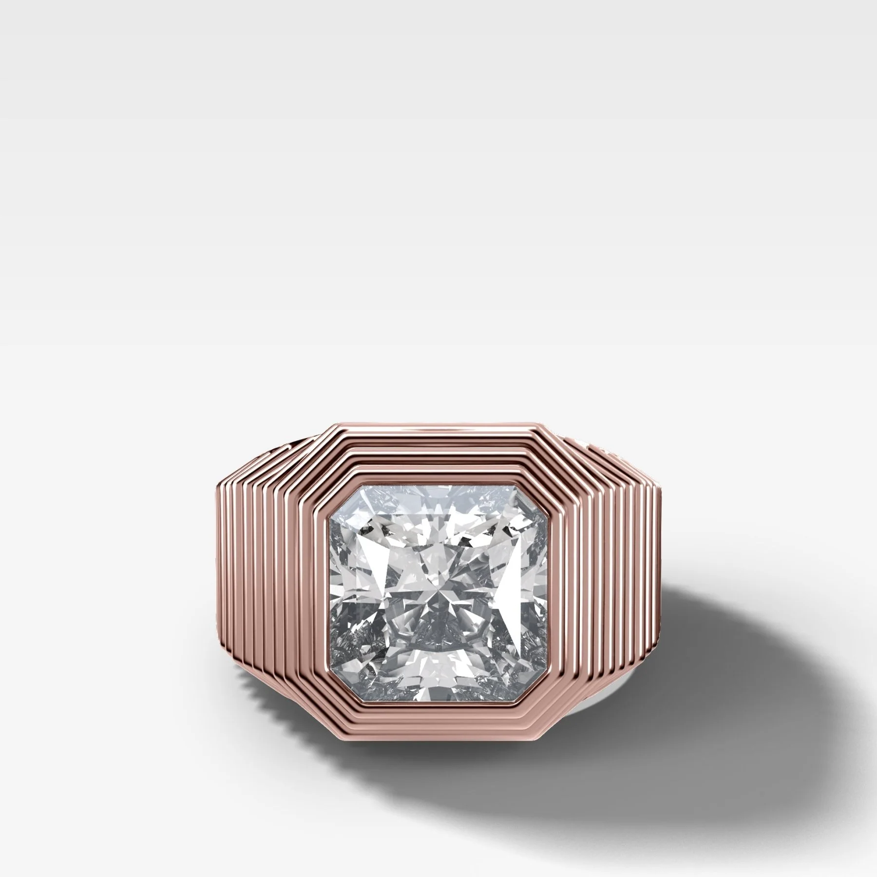 Ripple Solitaire Engagement Ring with Square Radiant Cut Diamond - Image 4
