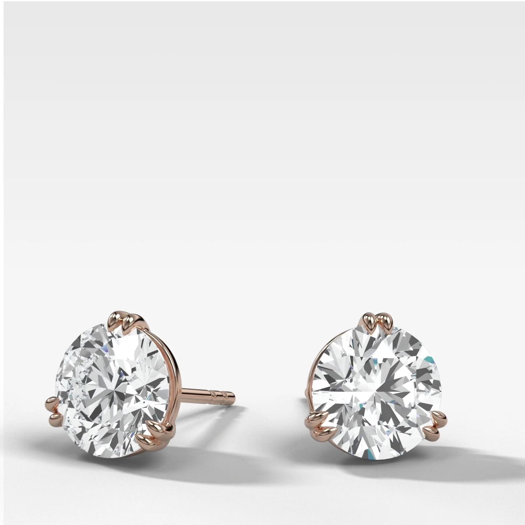 Round Cut Double Point Prong Diamond Studs - Image 3