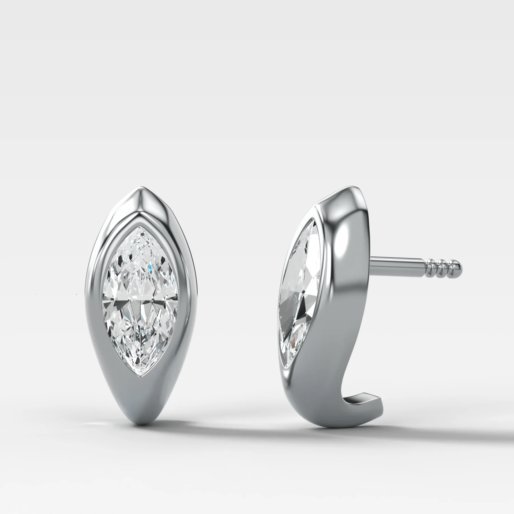 Sculpted Bezel Studs with Marquise Cut Diamonds - Image 3