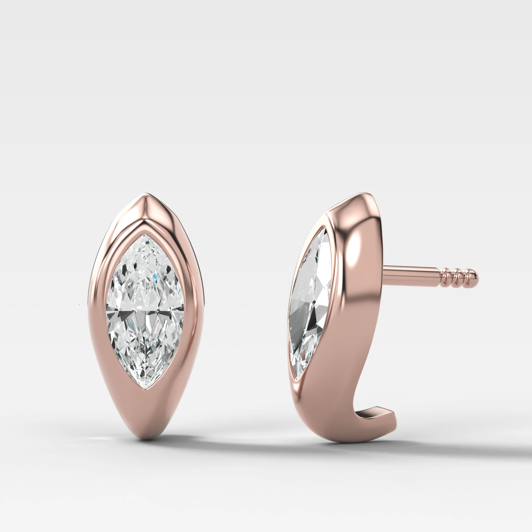 Sculpted Bezel Studs with Marquise Cut Diamonds - Image 4