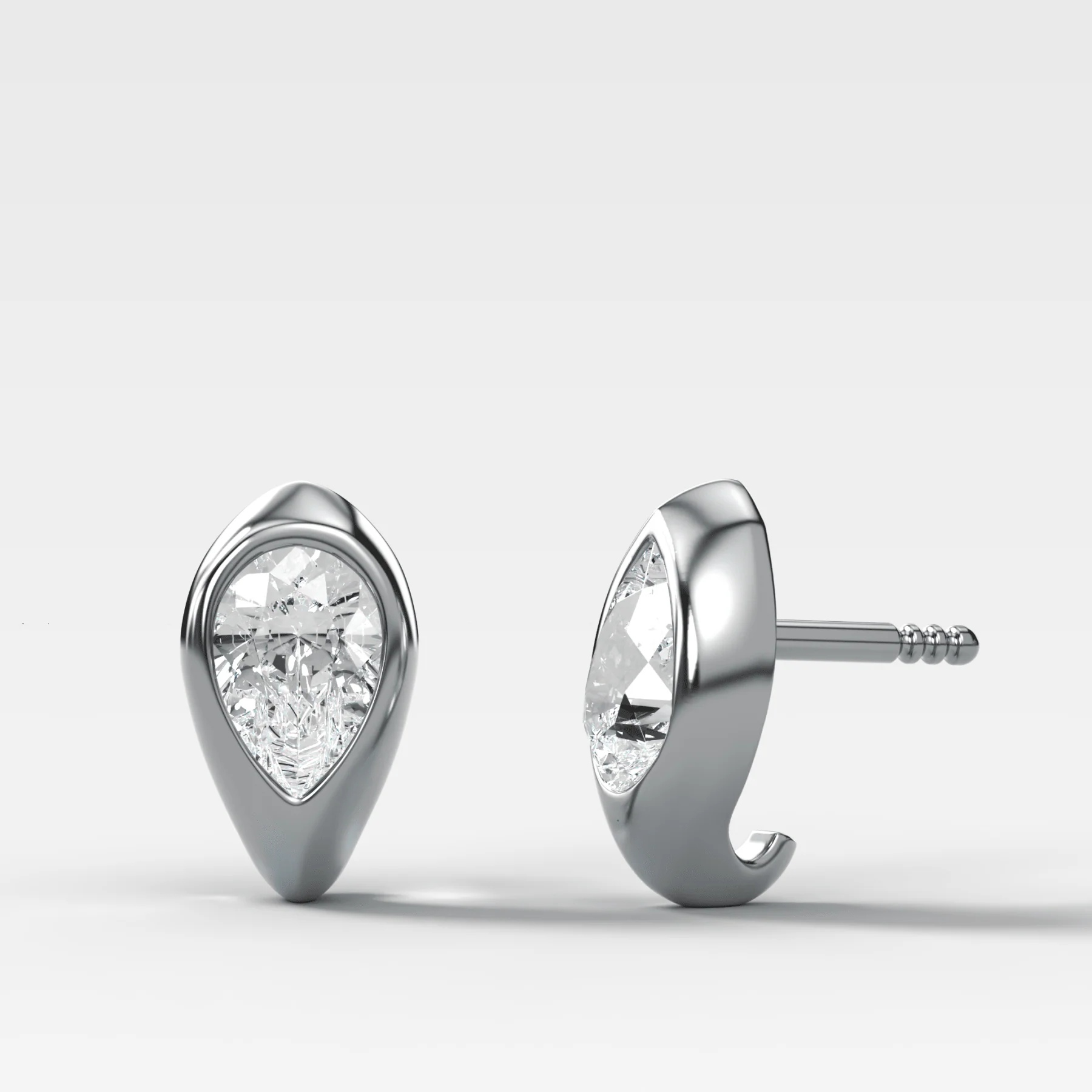 Sculpted Bezel Studs with Pear Cut Diamonds - Image 3