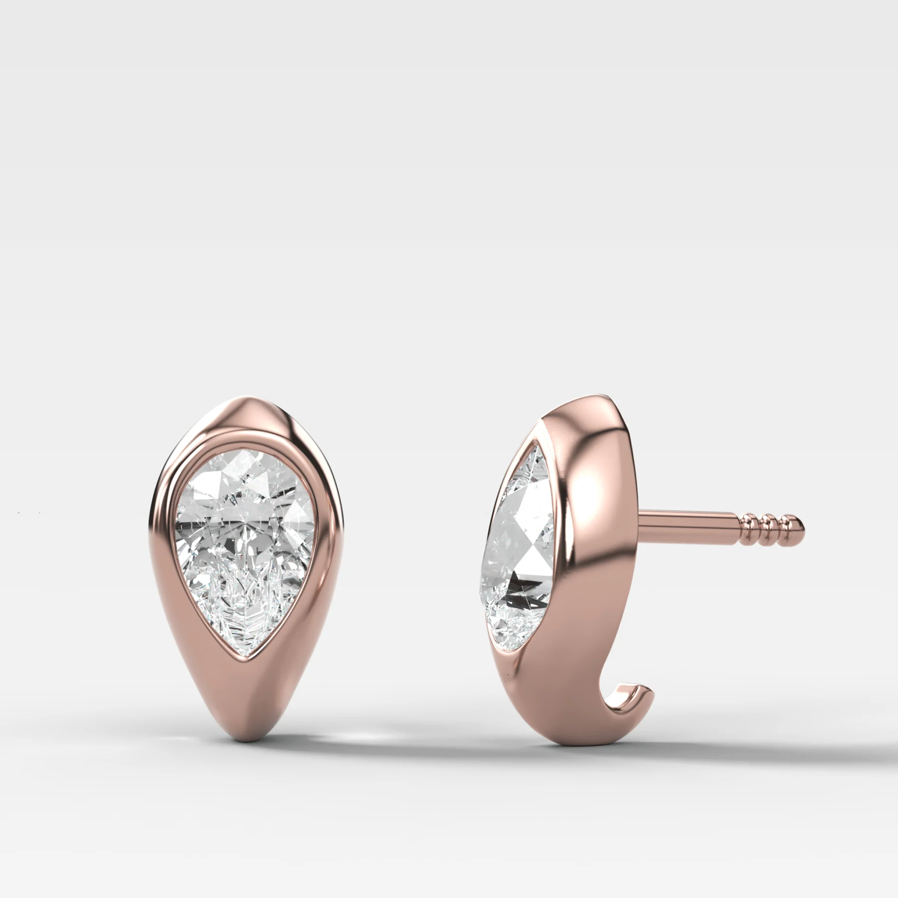 Sculpted Bezel Studs with Pear Cut Diamonds - Image 4