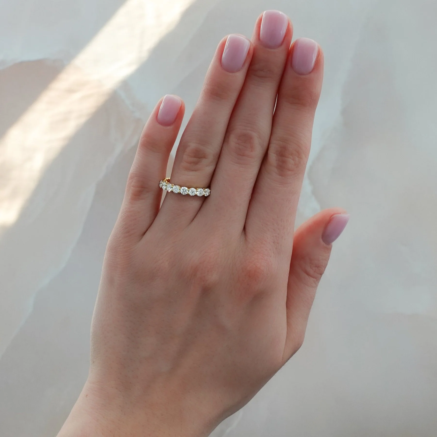 Shared Prong Rope Wedding Band With Round Diamonds - Image 2