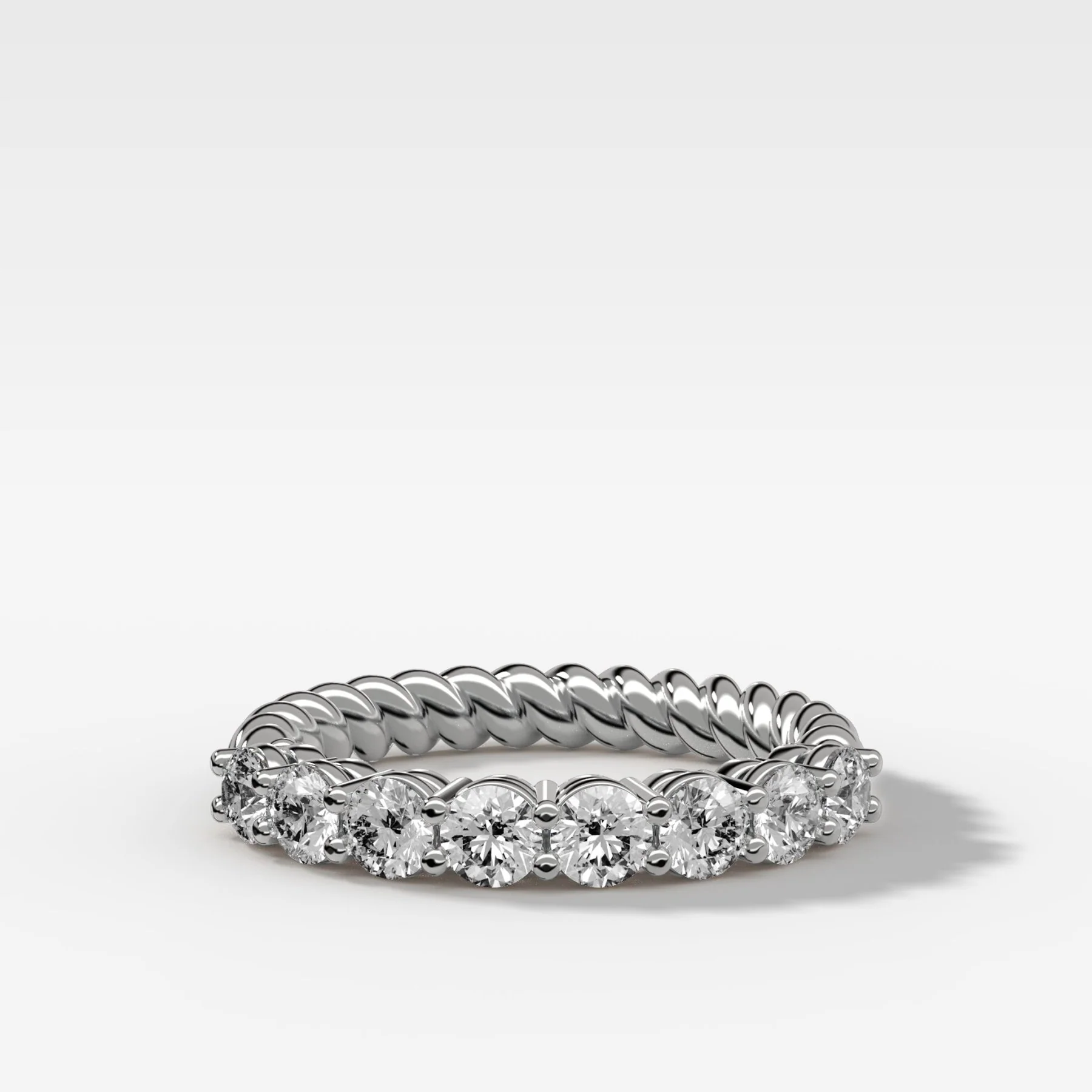 Shared Prong Rope Wedding Band With Round Diamonds - Image 3