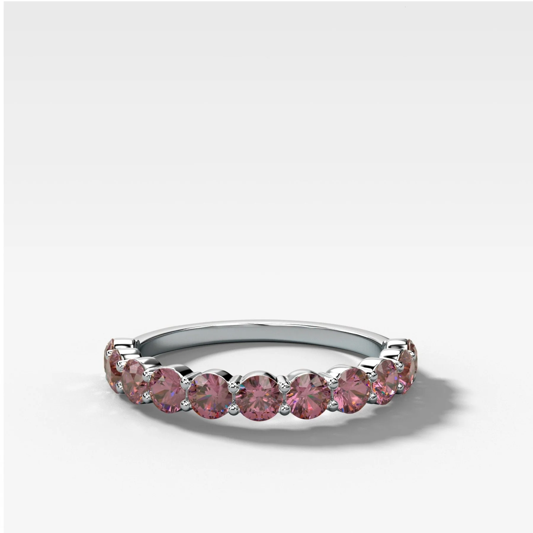 Shared Prong Wedding Band With Pink Diamonds - Image 2