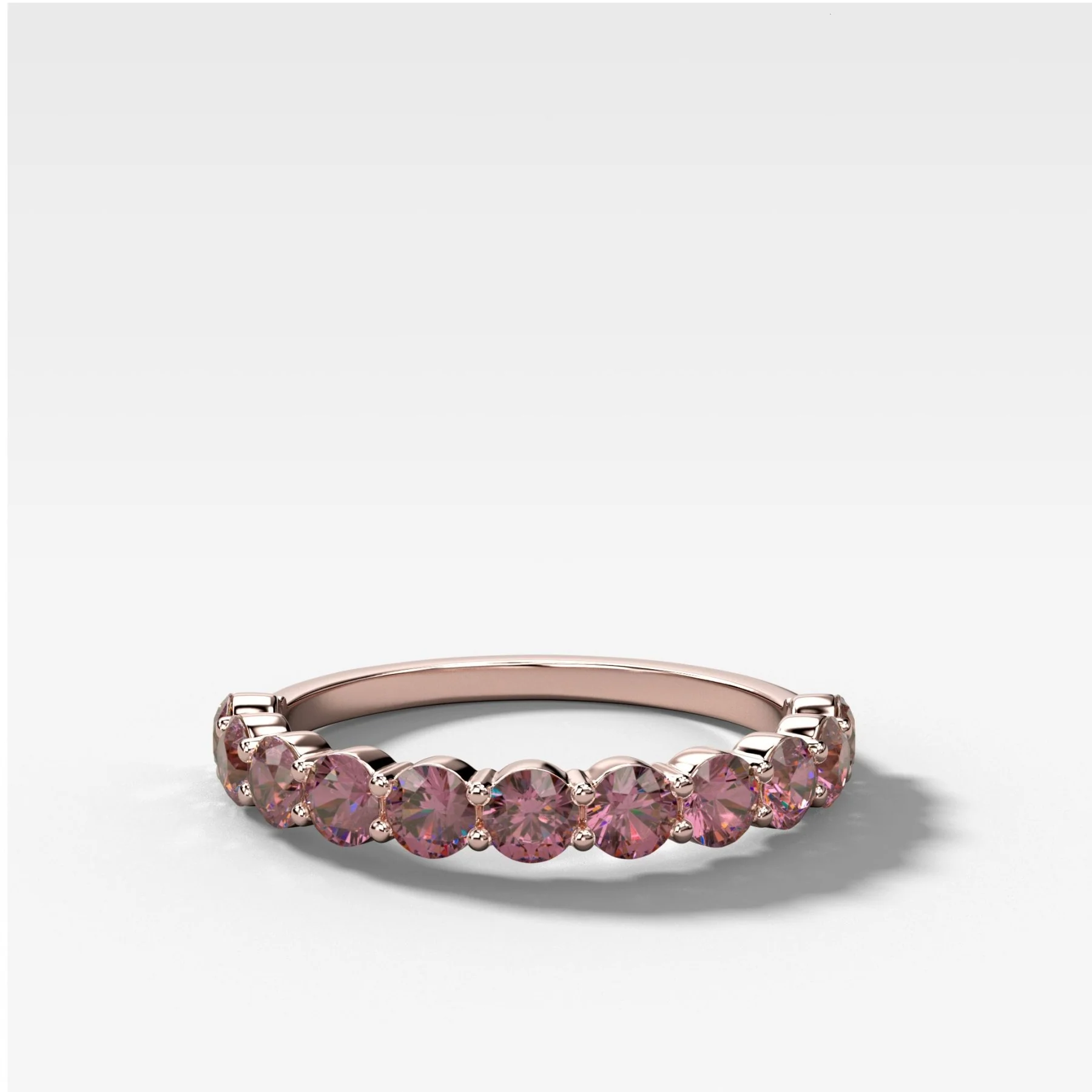 Shared Prong Wedding Band With Pink Diamonds - Image 3