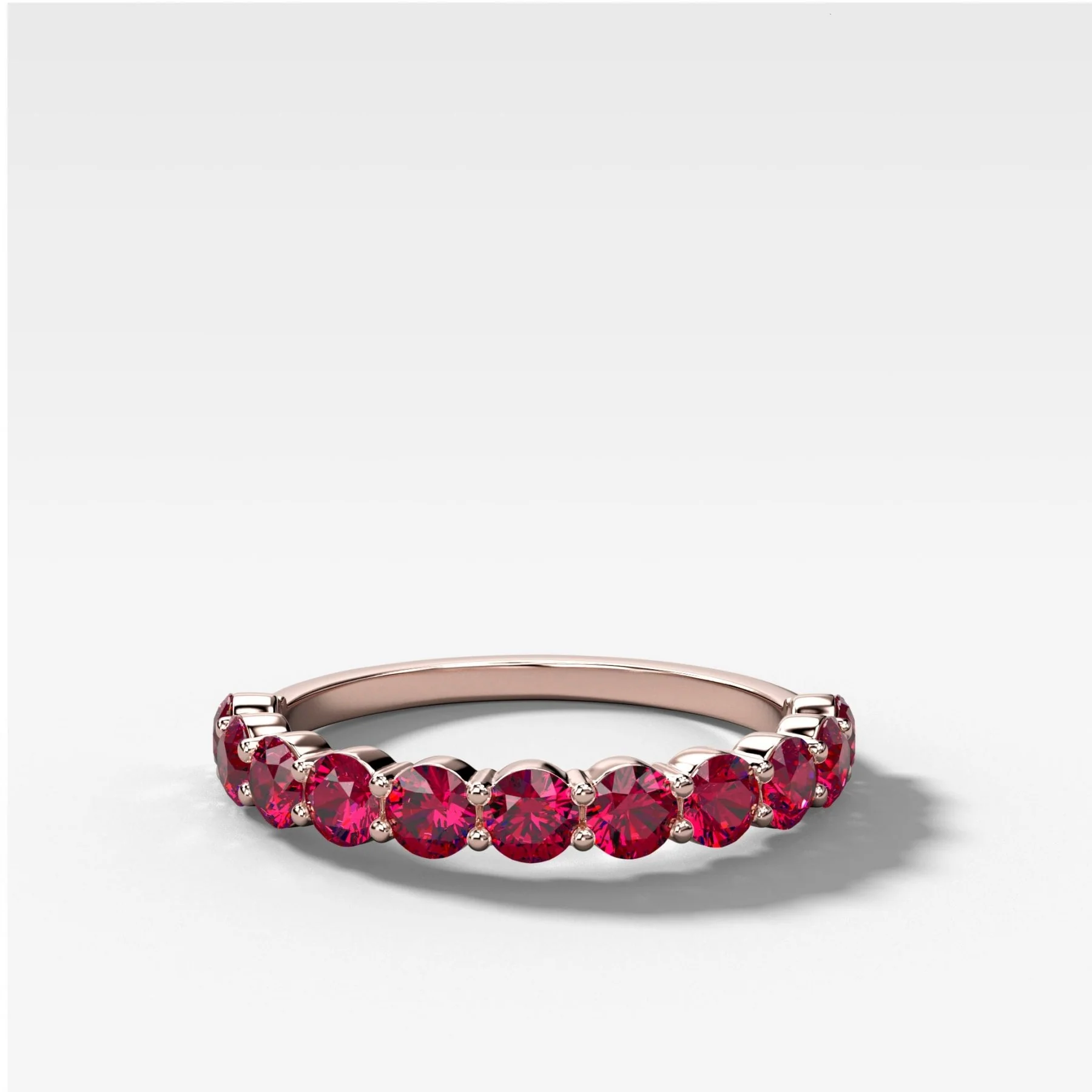 Shared Prong Wedding Band With Red Ruby Rounds - Image 3