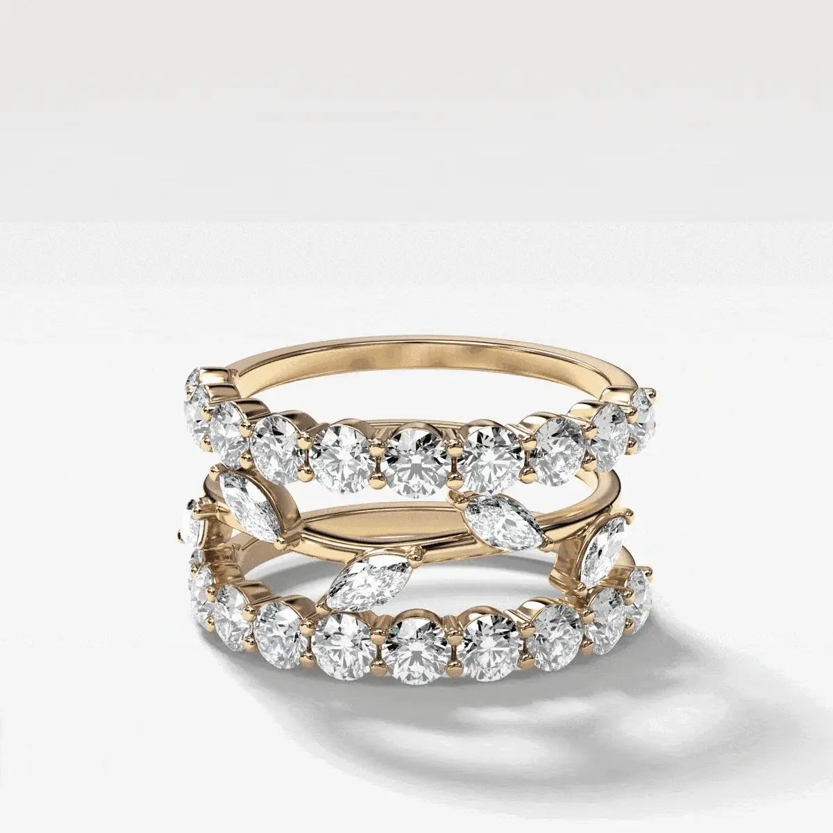Shared Prong Wedding Band With Round Diamonds - Image 8