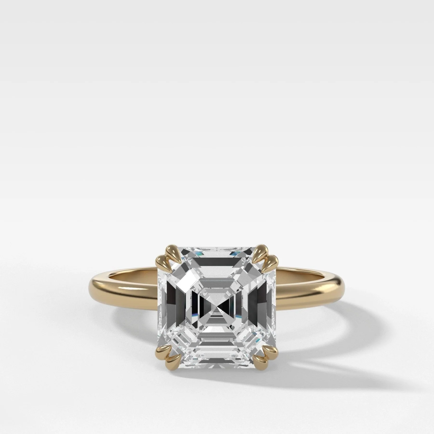 Signature Cathedral Solitaire Engagement Ring With Asscher Cut Diamond