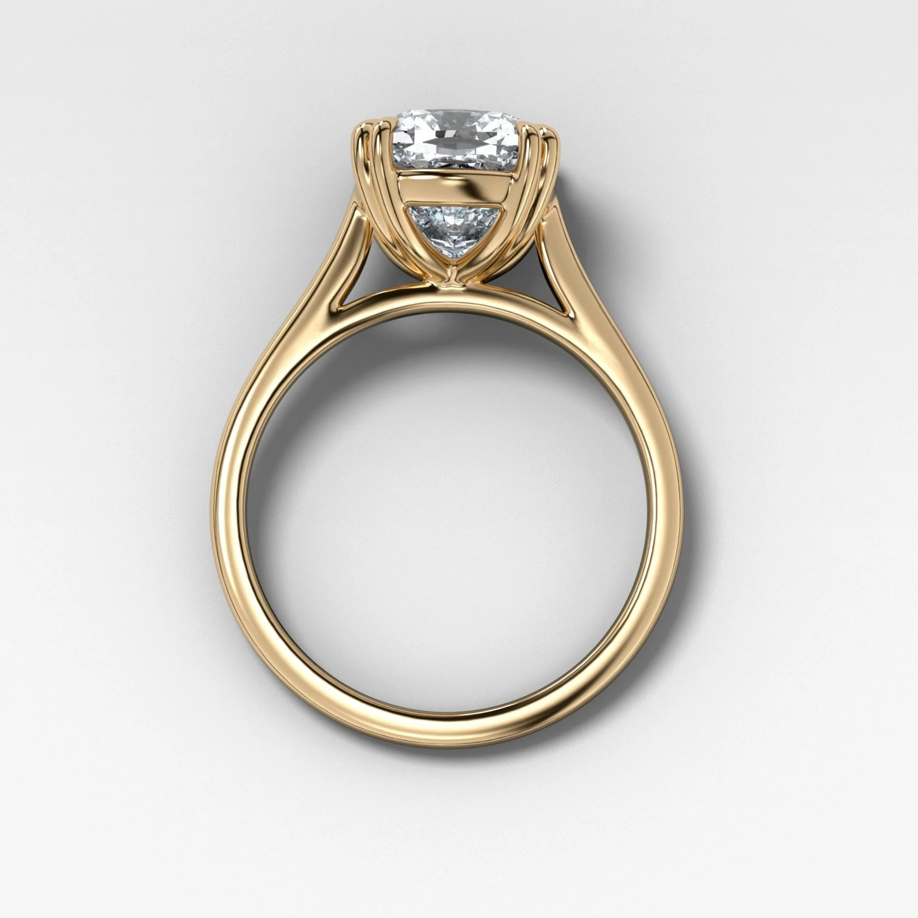 Signature Cathedral Solitaire Engagement Ring With Cushion Cut Diamond - Image 2