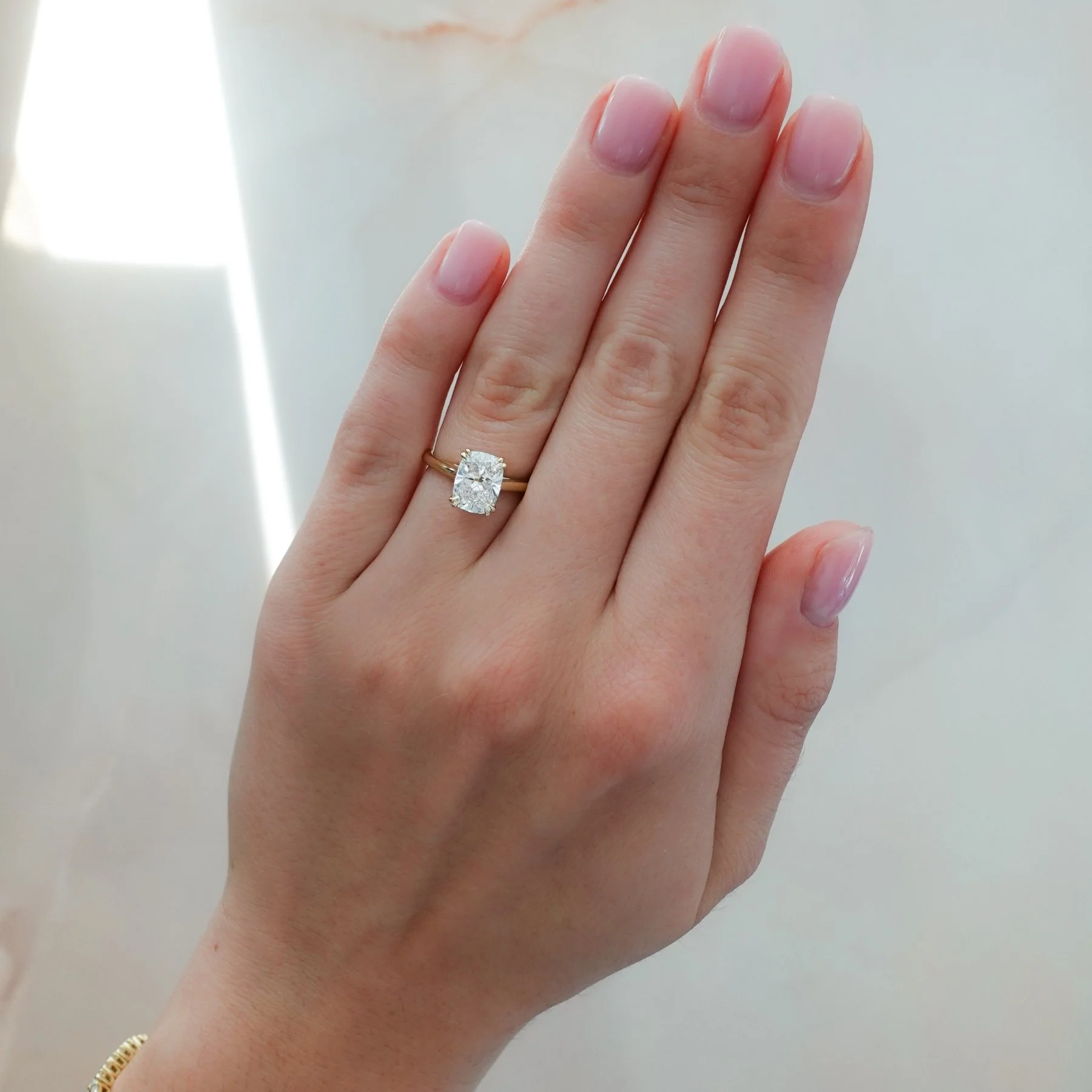 Signature Cathedral Solitaire Engagement Ring With Elongated Cushion Cut Diamond - Image 3
