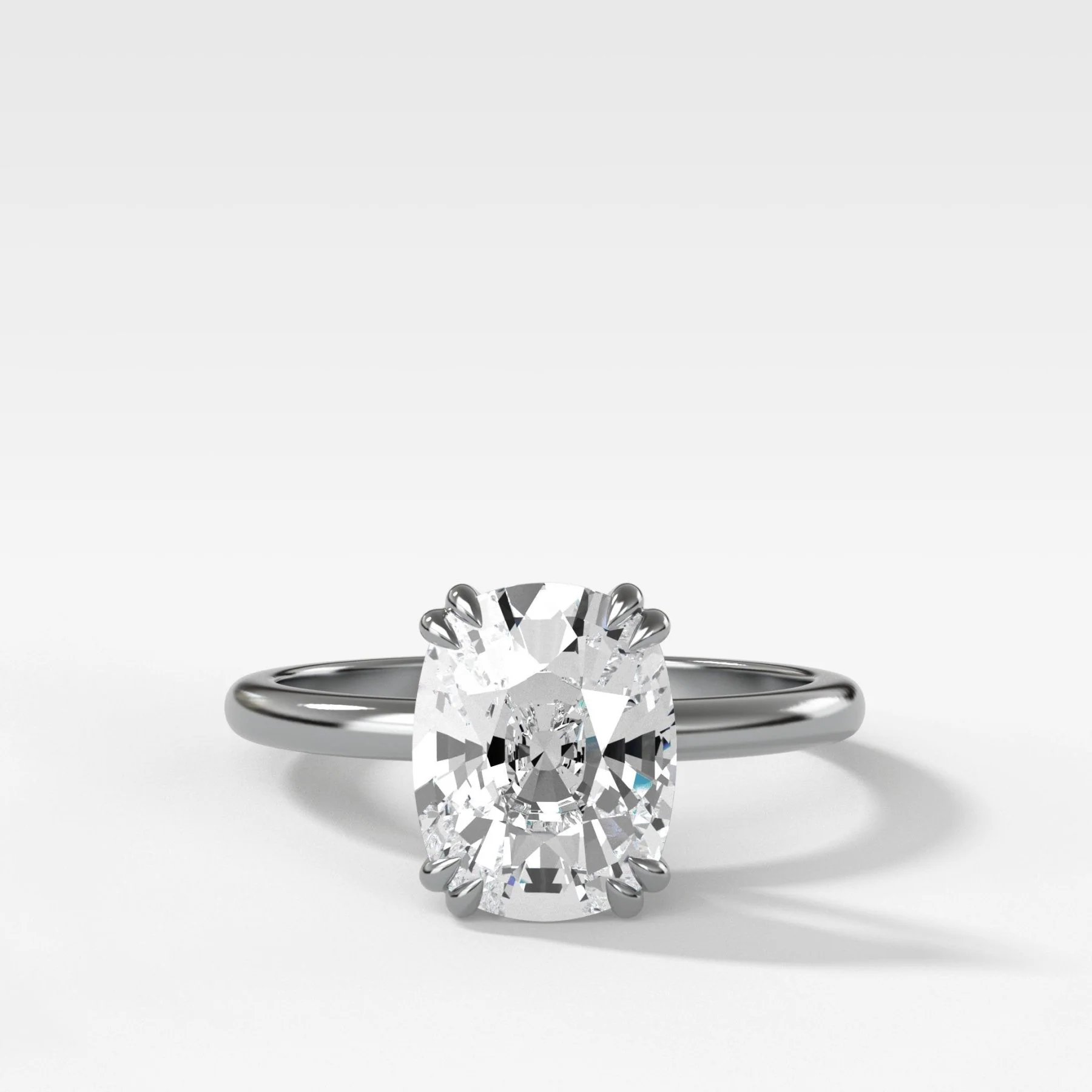 Signature Cathedral Solitaire Engagement Ring With Elongated Cushion Cut Diamond - Image 4