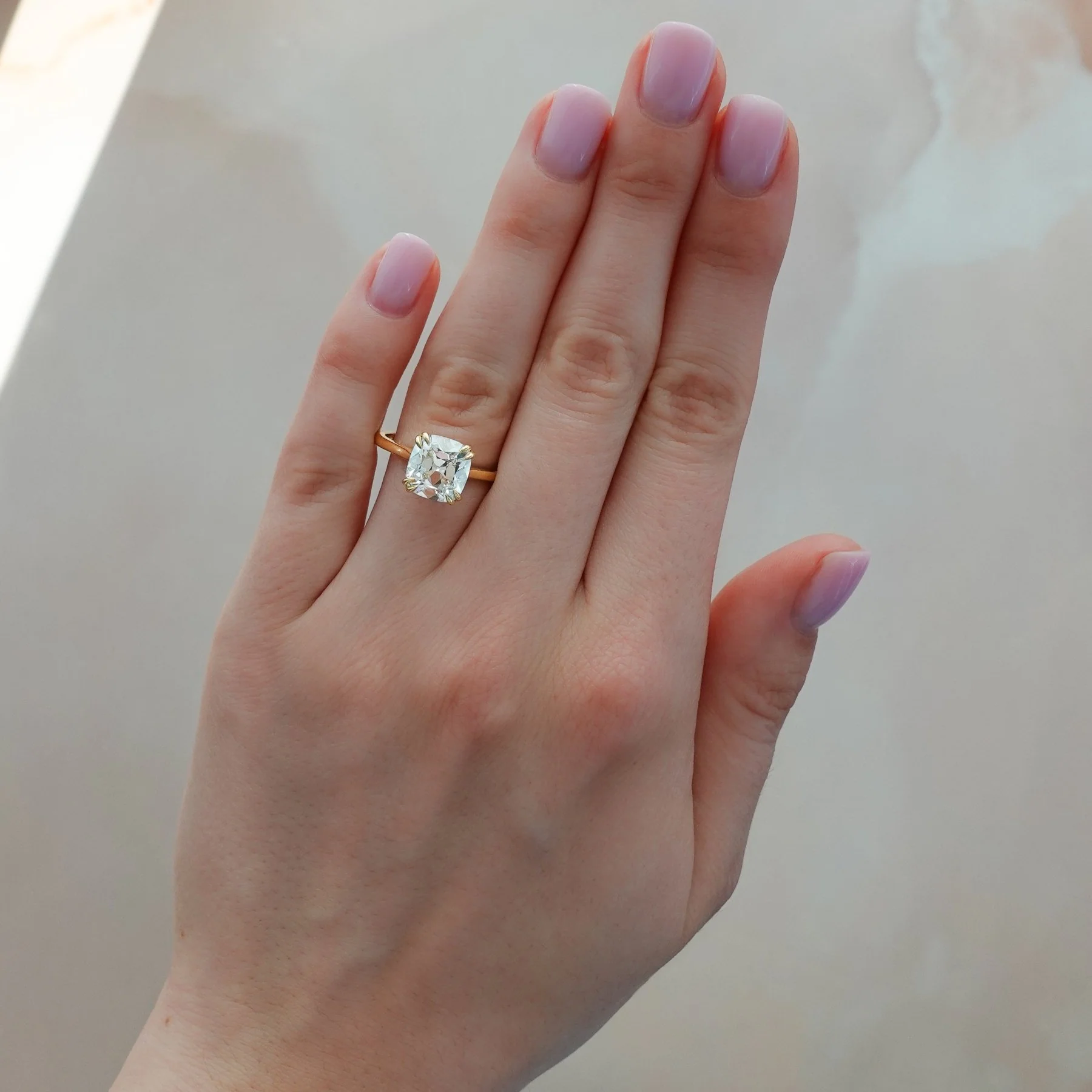Signature Cathedral Solitaire Engagement Ring With Old Mine Cut Diamond - Image 3