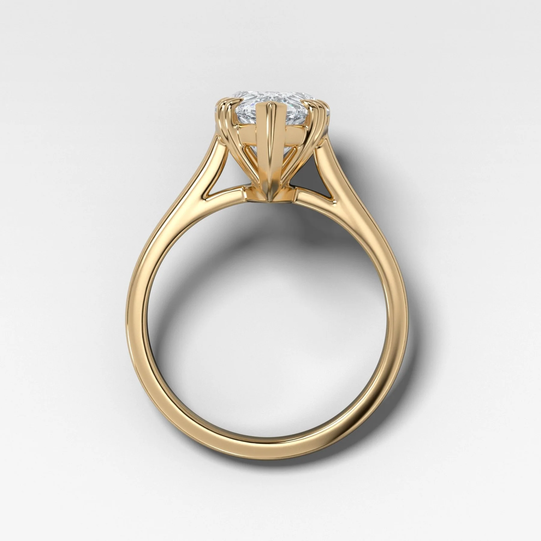 Signature Cathedral Solitaire Engagement Ring With Pear Cut Diamond - Image 2