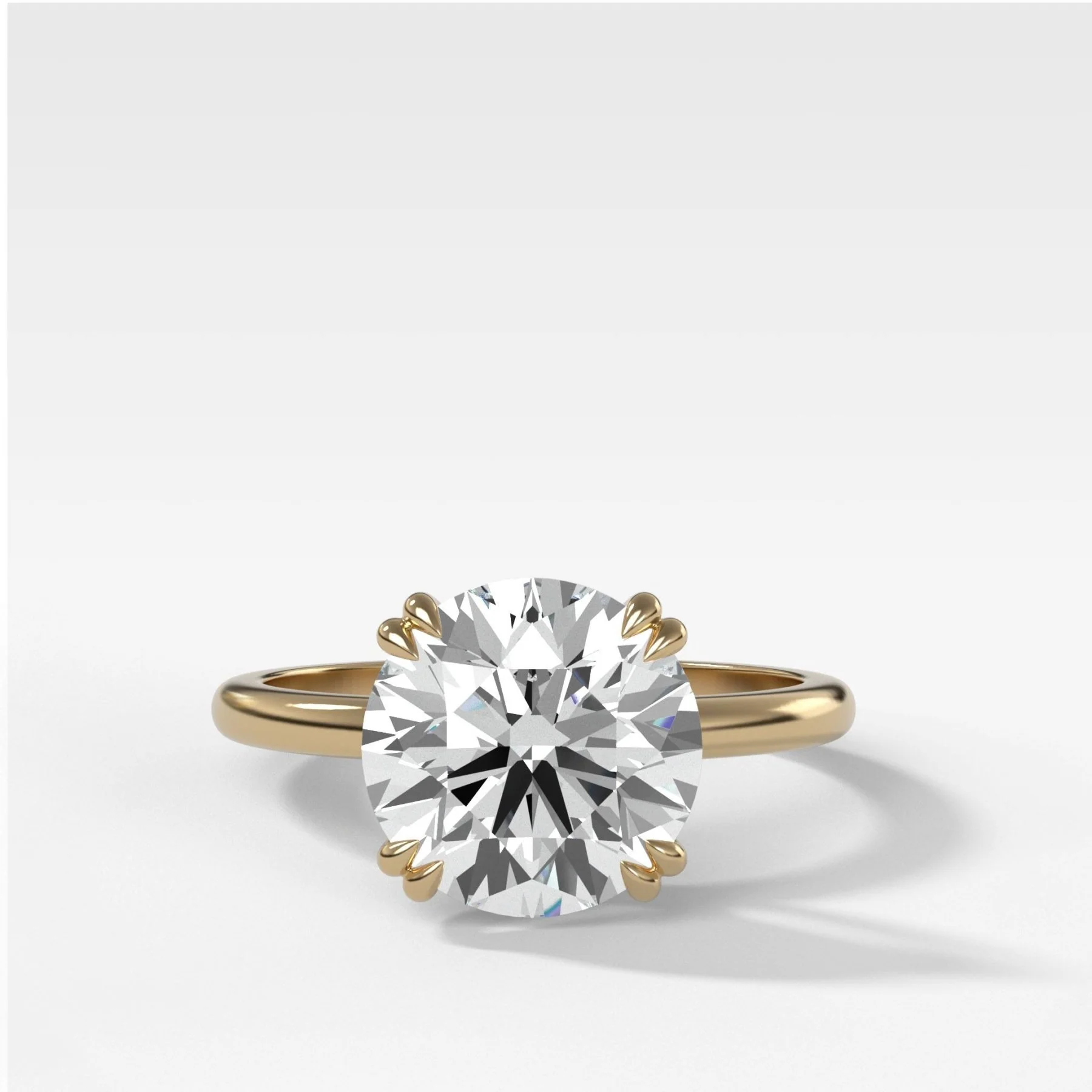Signature Cathedral Solitaire Engagement Ring With Round Cut Diamond