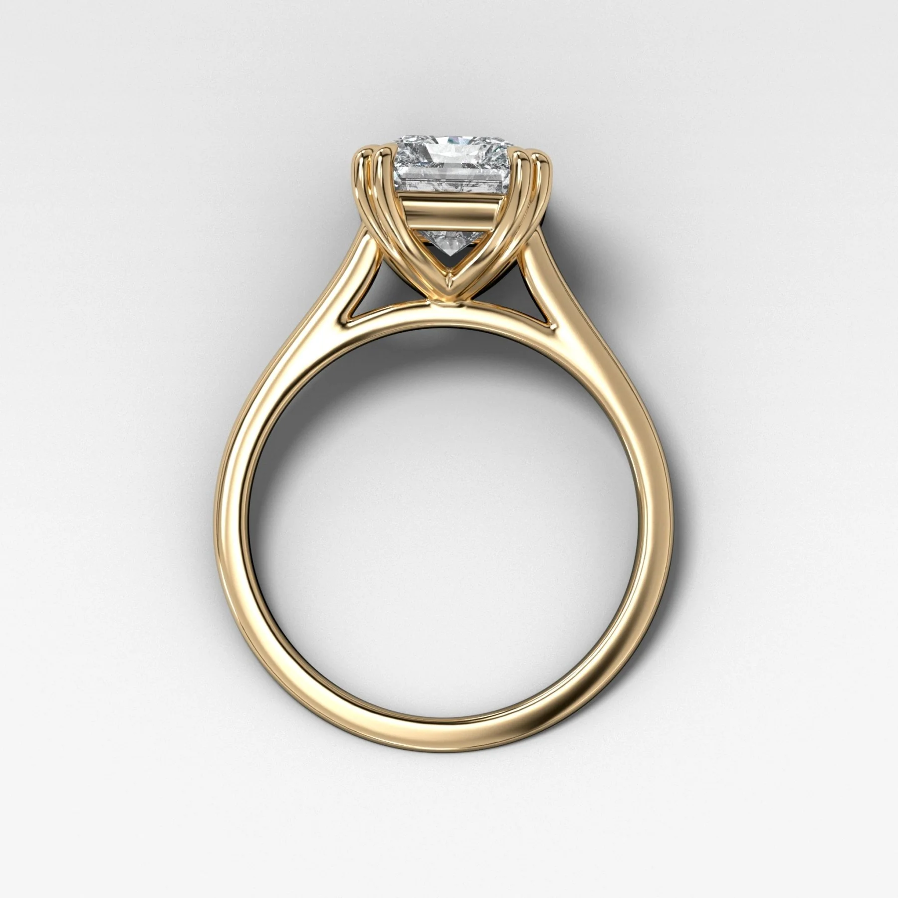 Signature Cathedral Solitaire Engagement Ring With Elongated Radiant Cut Diamond - Image 2