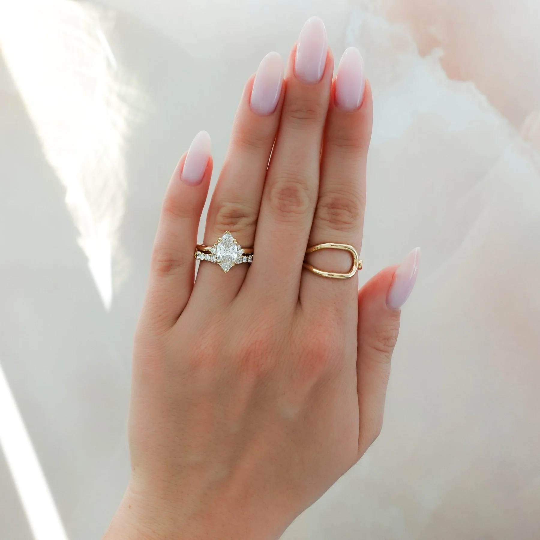 Signature Cluster Engagement Ring With Marquise Cut Diamond - Image 3