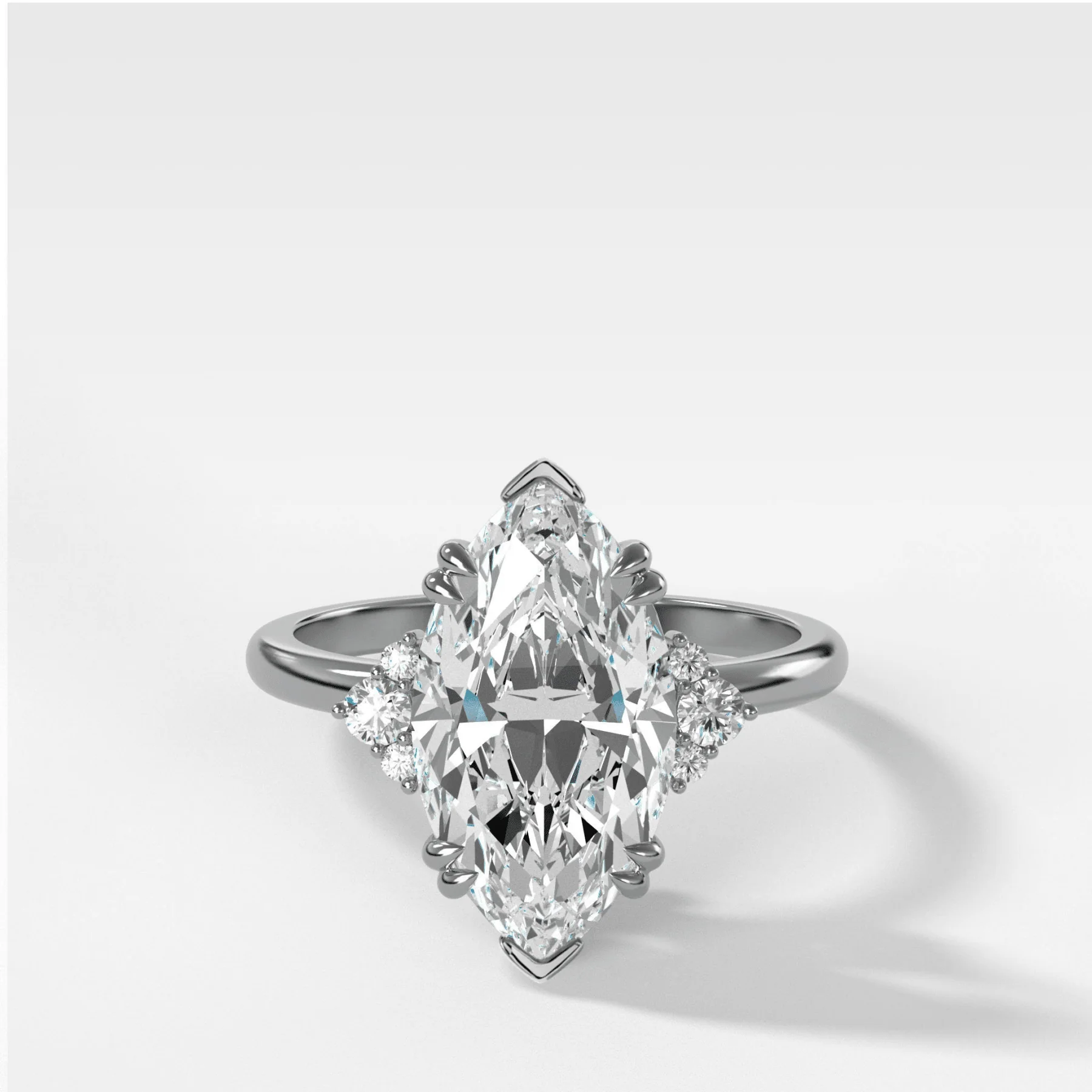 Signature Cluster Engagement Ring With Marquise Cut Diamond - Image 4
