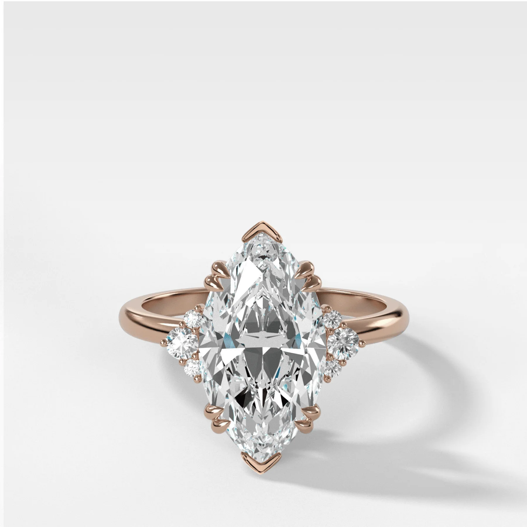 Signature Cluster Engagement Ring With Marquise Cut Diamond - Image 5