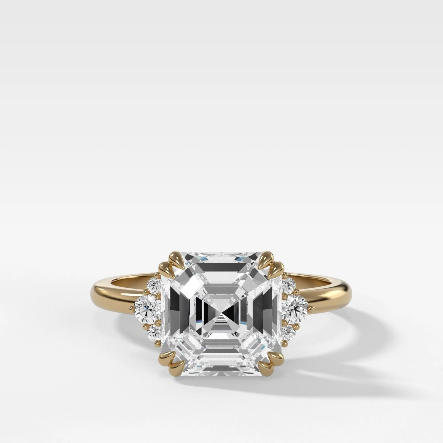 Signature Cluster Engagement Ring With Asscher Cut Diamond