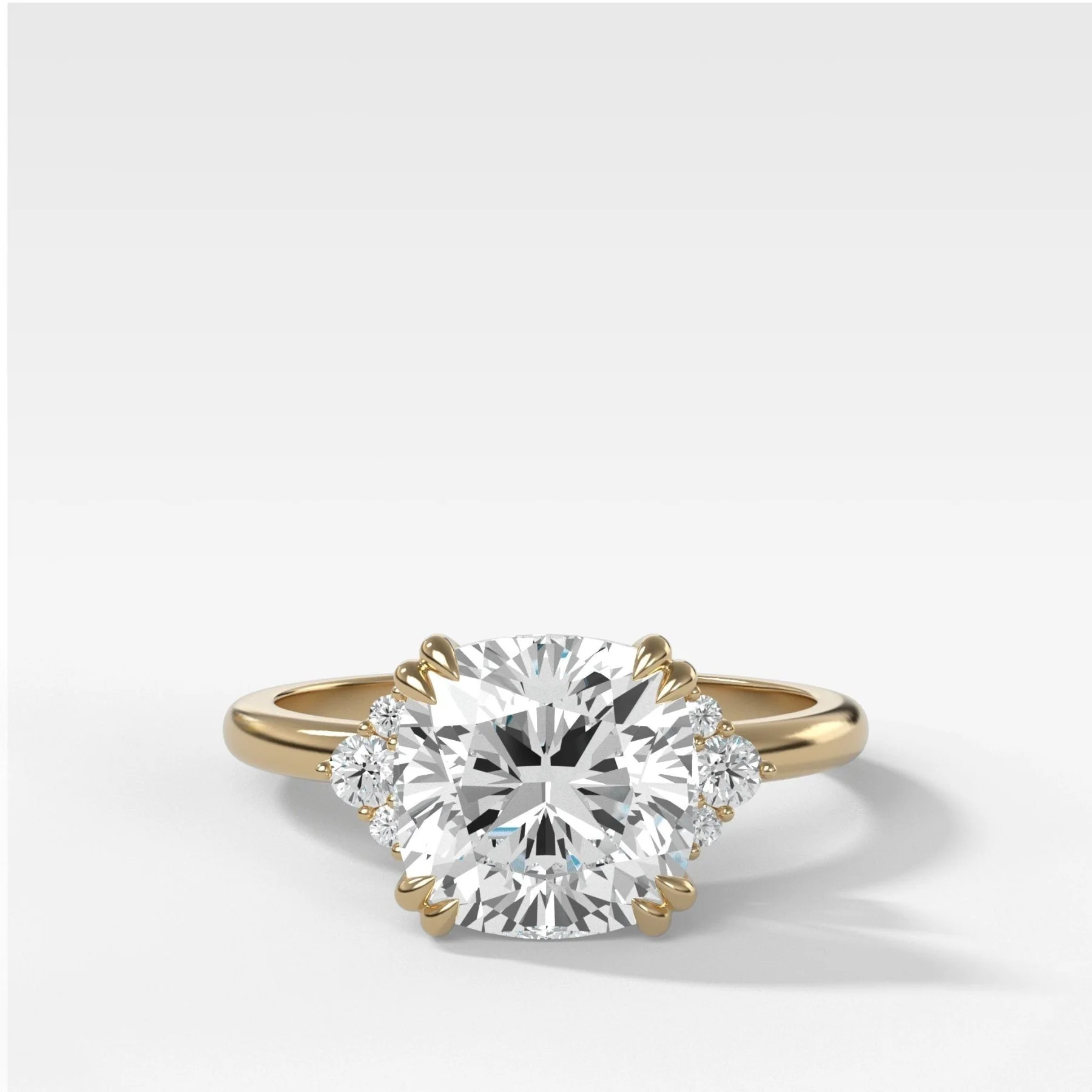 Signature Cluster Engagement Ring With Cushion Cut Diamond