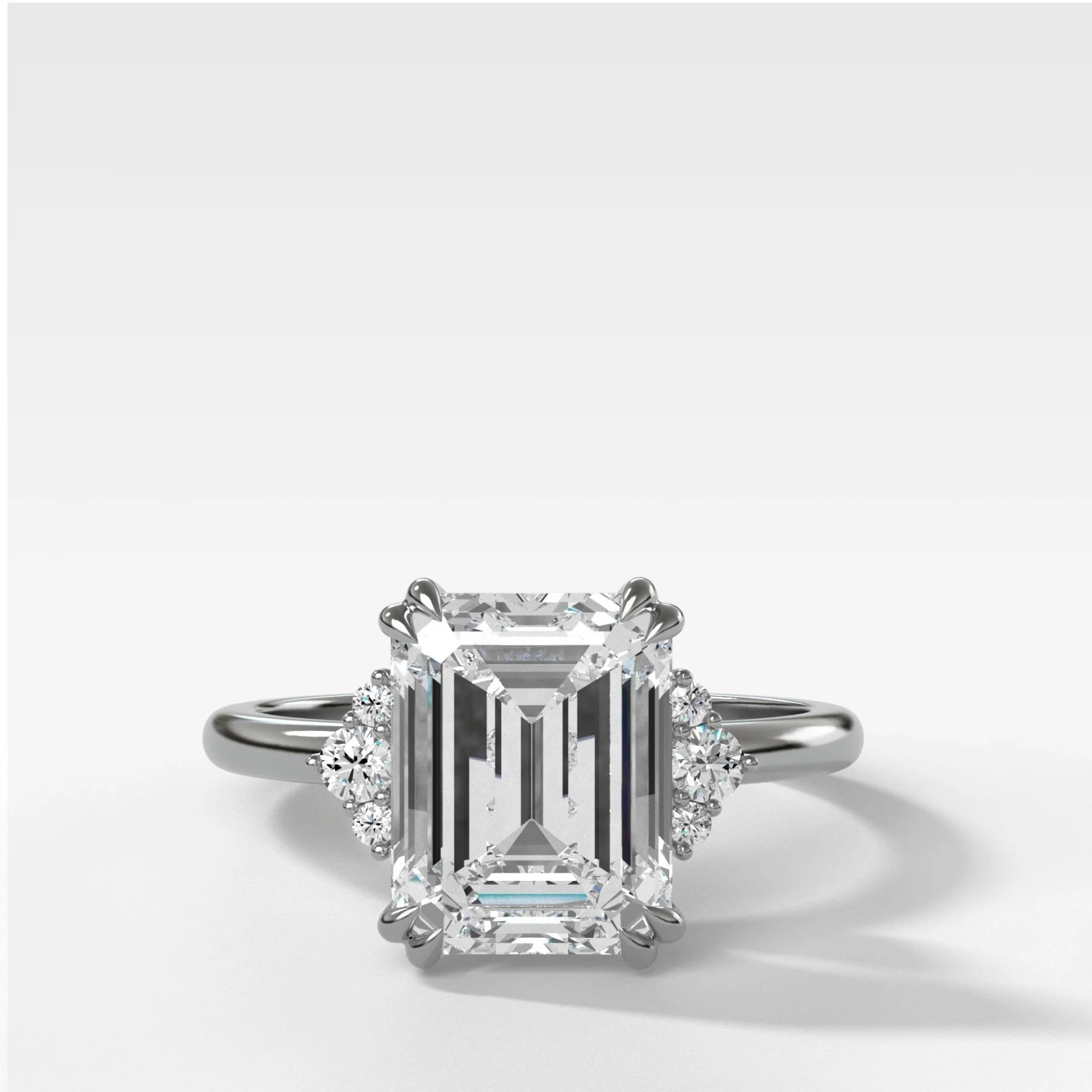 Signature Cluster Engagement Ring With Emerald Cut Diamond - Image 3