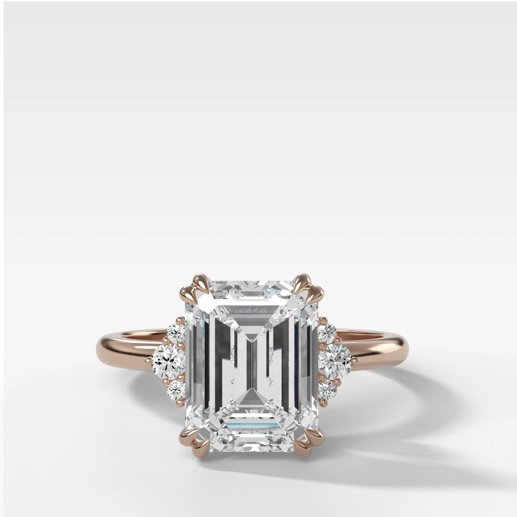 Signature Cluster Engagement Ring With Emerald Cut Diamond - Image 4