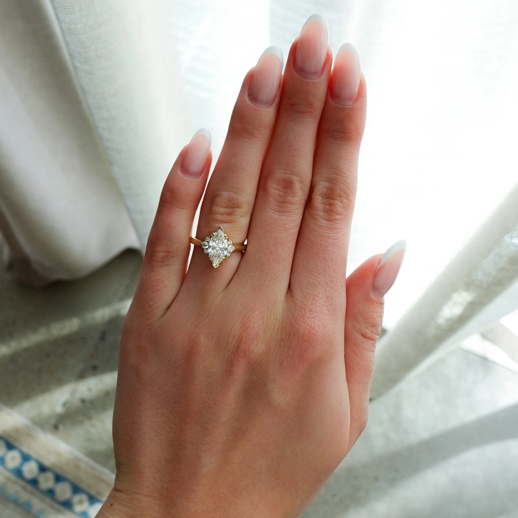 Signature Cluster Engagement Ring With Lab Grown 1.61ct Marquise Cut Diamond - Image 2