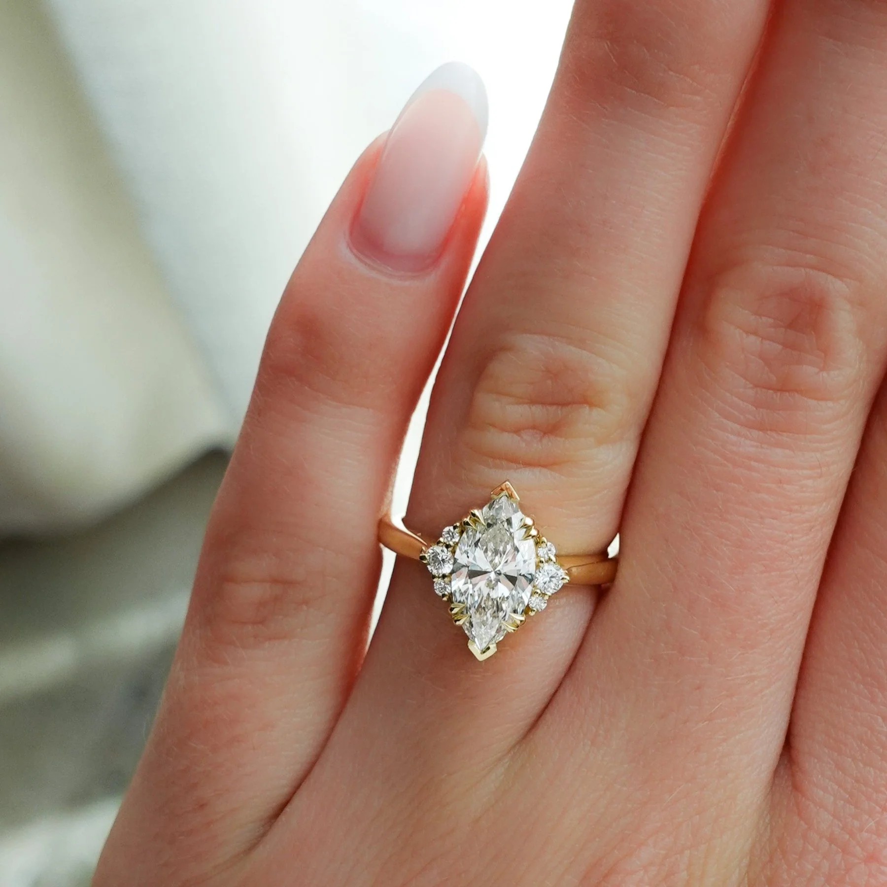 Signature Cluster Engagement Ring With Lab Grown 1.61ct Marquise Cut Diamond - Image 4