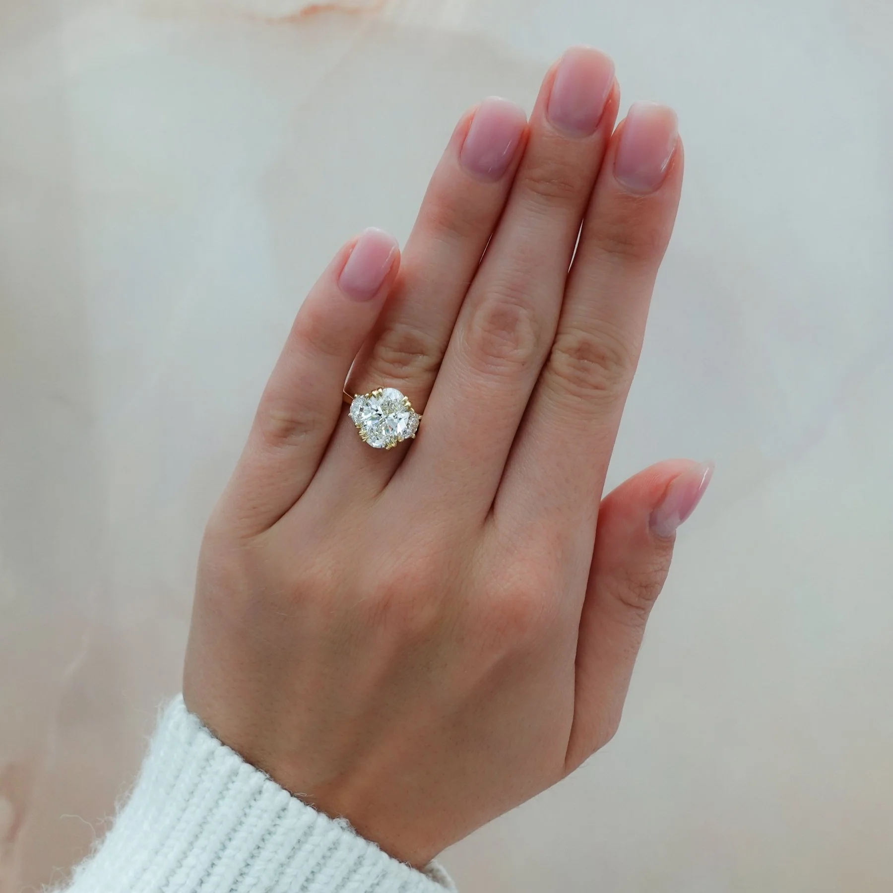 Signature Cluster Engagement Ring With Oval Cut Diamond - Image 3