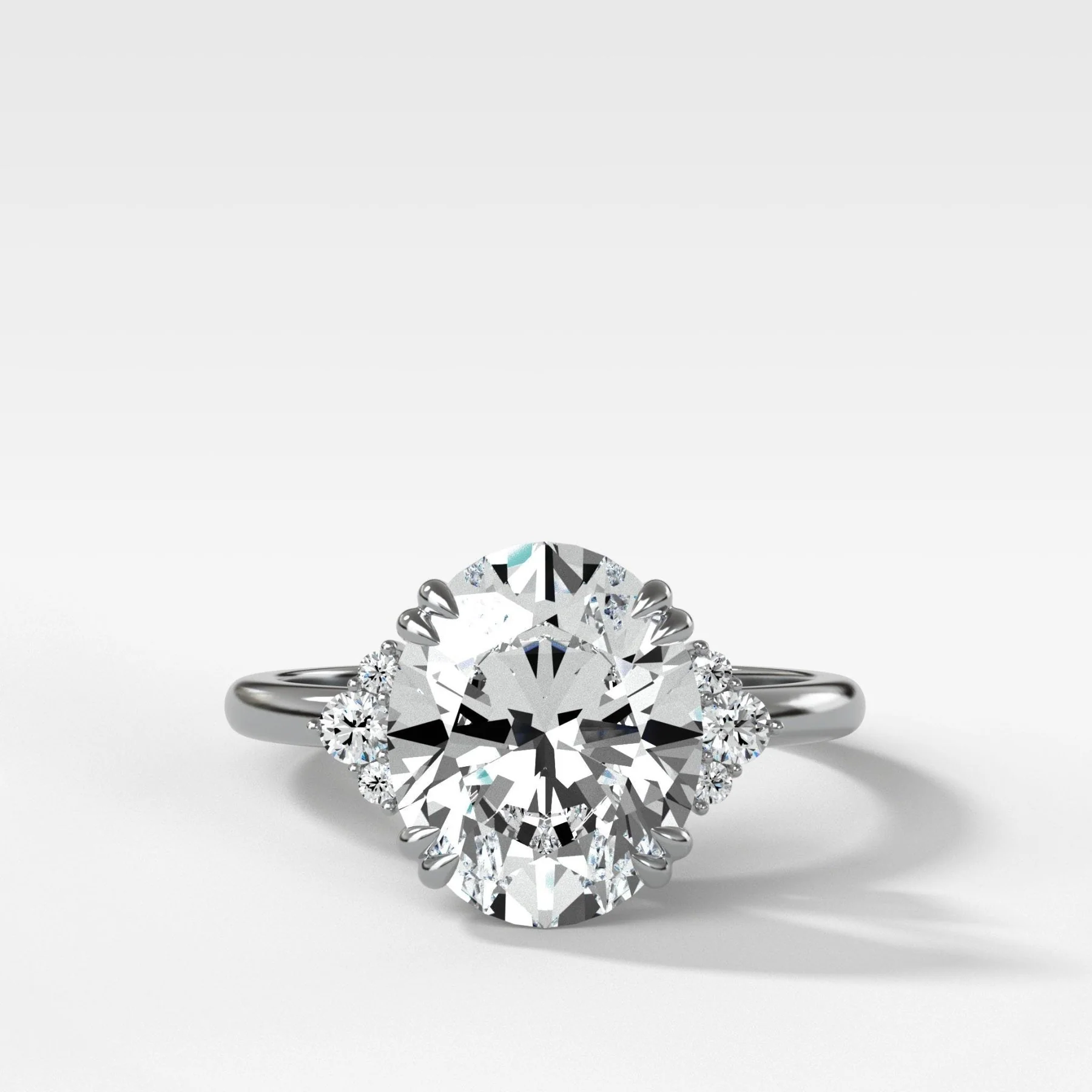 Signature Cluster Engagement Ring With Oval Cut Diamond - Image 4