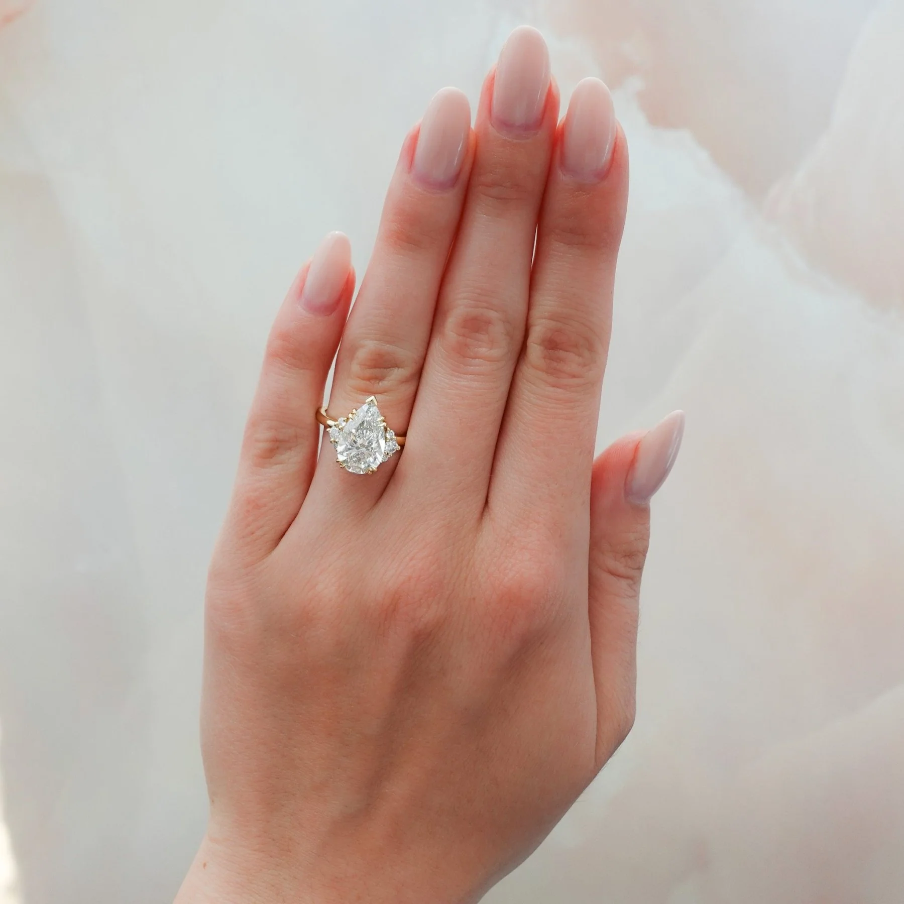 Signature Cluster Engagement Ring With Pear Cut Diamond - Image 3