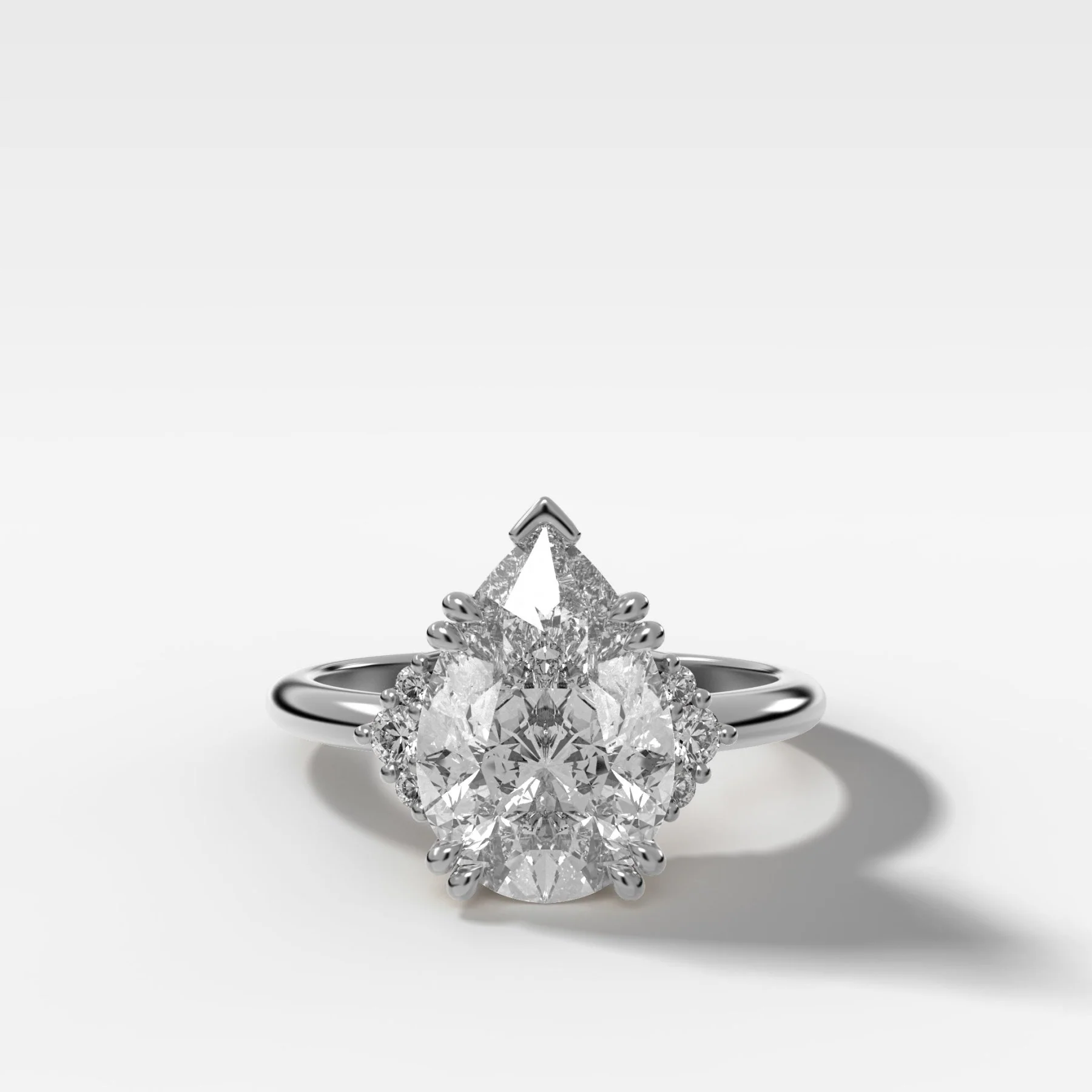 Signature Cluster Engagement Ring With Pear Cut Diamond - Image 4