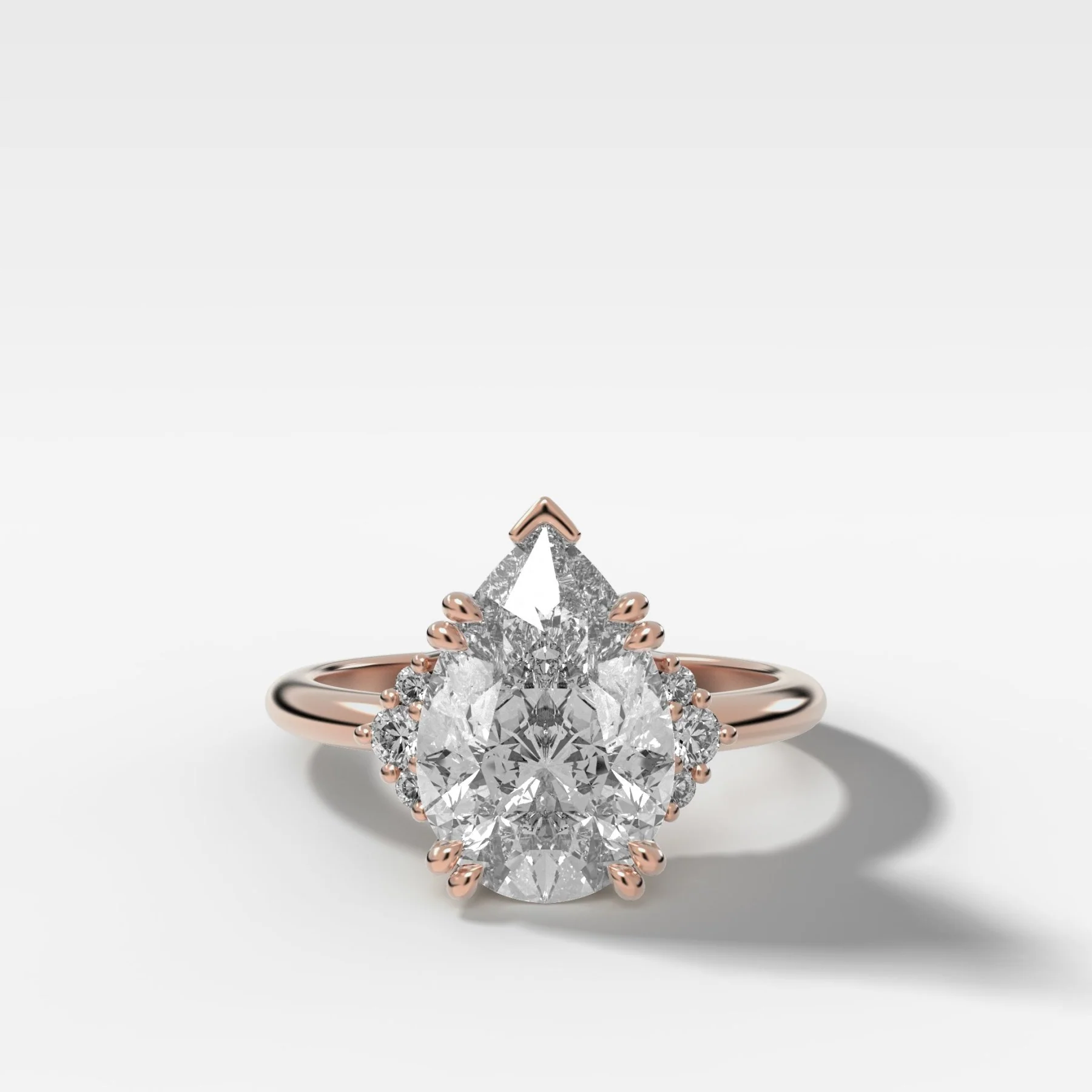 Signature Cluster Engagement Ring With Pear Cut Diamond - Image 5