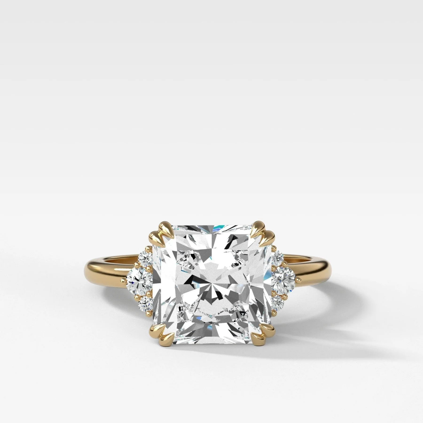 Signature Cluster Engagement Ring With Radiant Square Cut Diamond